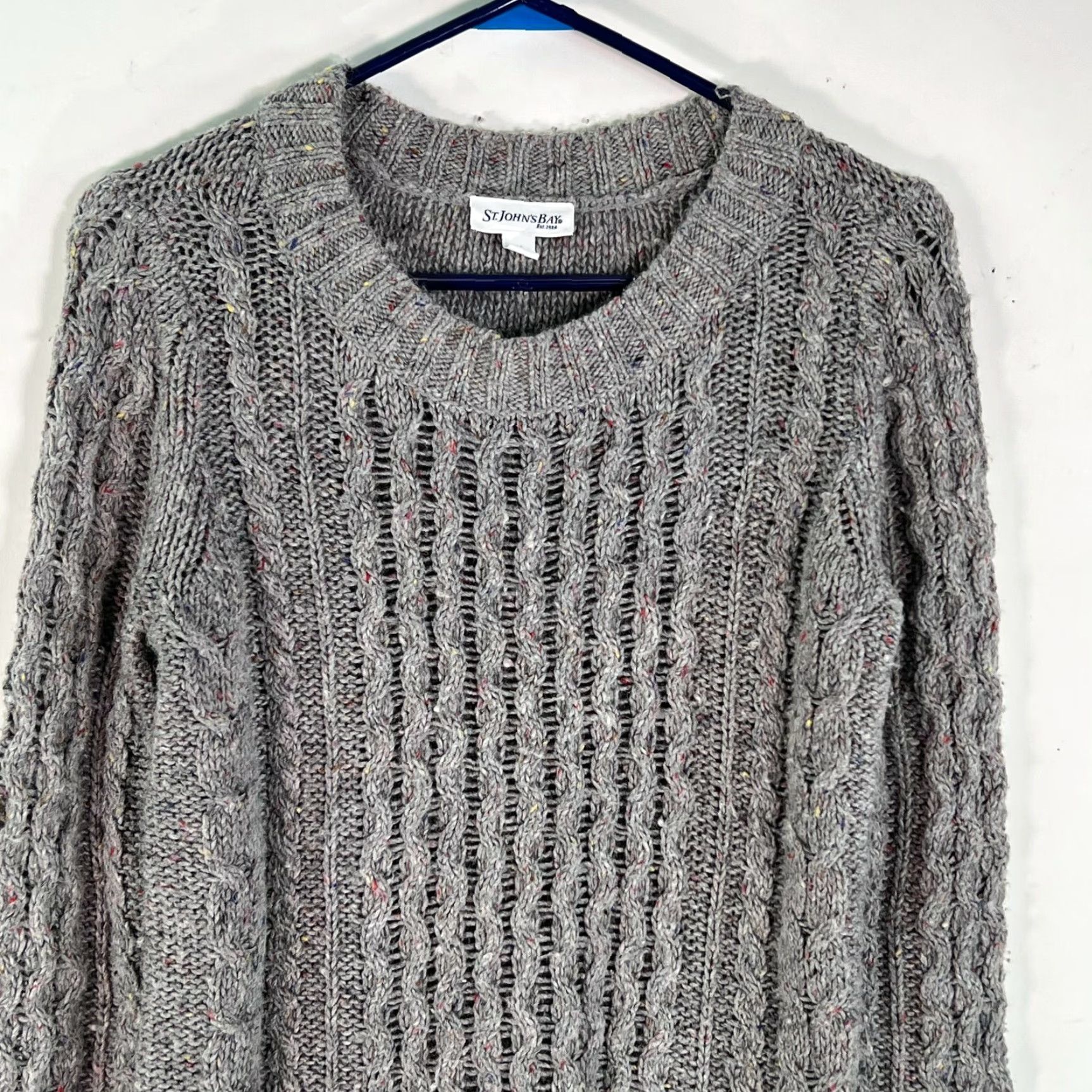 Vintage St Johns Bay Womens Sweater Pullover Cable Knit Long Sleeves Gray Size Medium Size M / US 6-8 / IT 42-44 - 3 Thumbnail