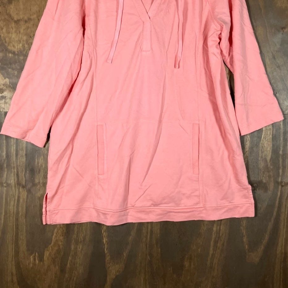 J. Jill J Jill Fit Womens Sweatshirt Long Tunic 3/4 Sleeve Pink V Neck Modal Blend M Size M / US 6-8 / IT 42-44 - 3 Thumbnail