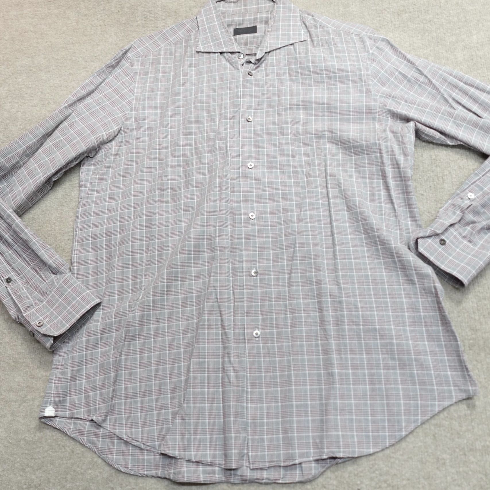 Pal Zileri VINTAGE Pal Zileri Shirt 17 XL Gray Red Plaid 100% Cotton Women? Mens? Size US XL / EU 56 / 4 - 2 Thumbnail
