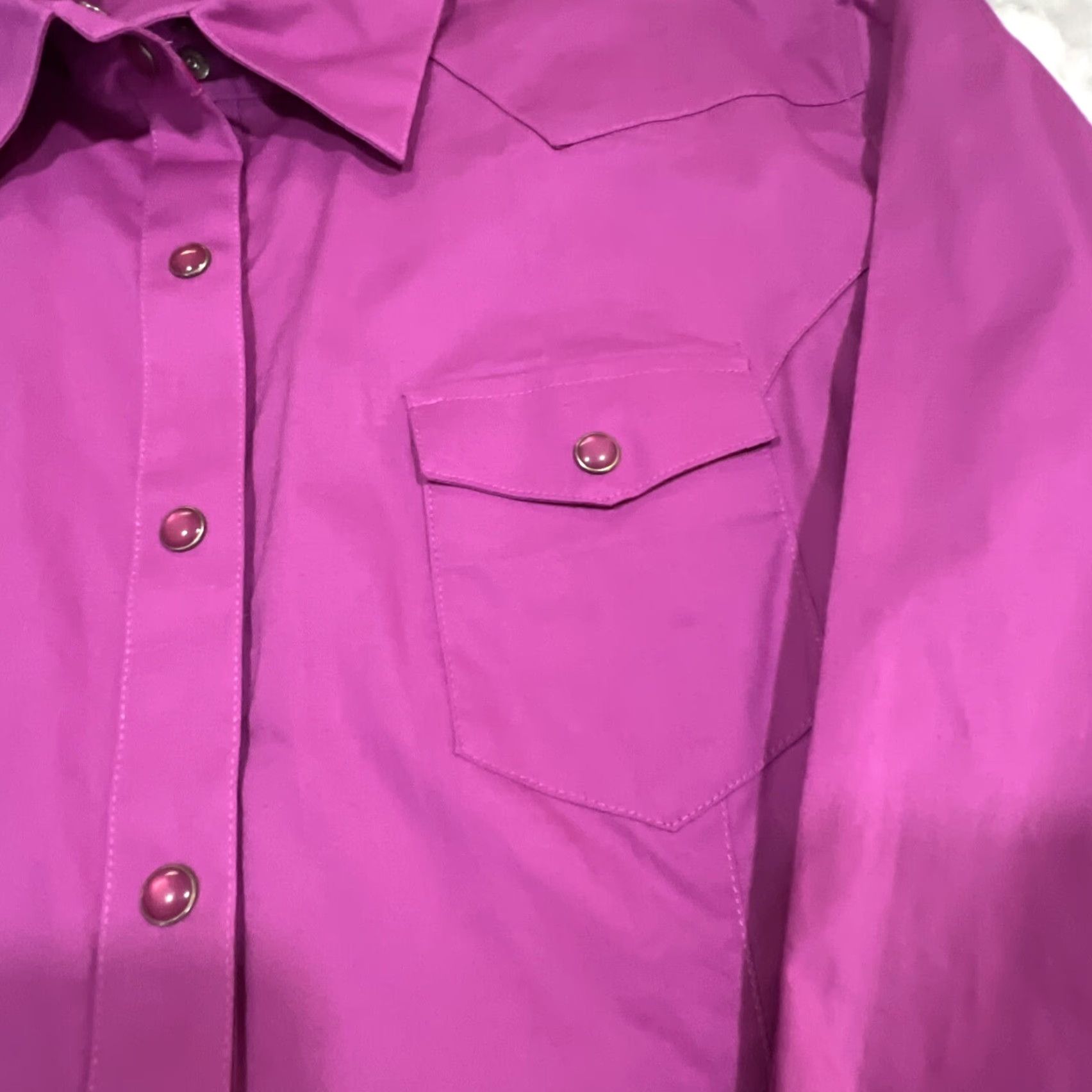 Vintage Panhandle Western Pearl Snap Shirt Women’s XL Fuchsia Long Sleeve Fitted Go West - Cotton Blend Western Shirt Ladies XL Button-Up with Pockets Size XL / US 12-14 / IT 48-50 - 5 Thumbnail