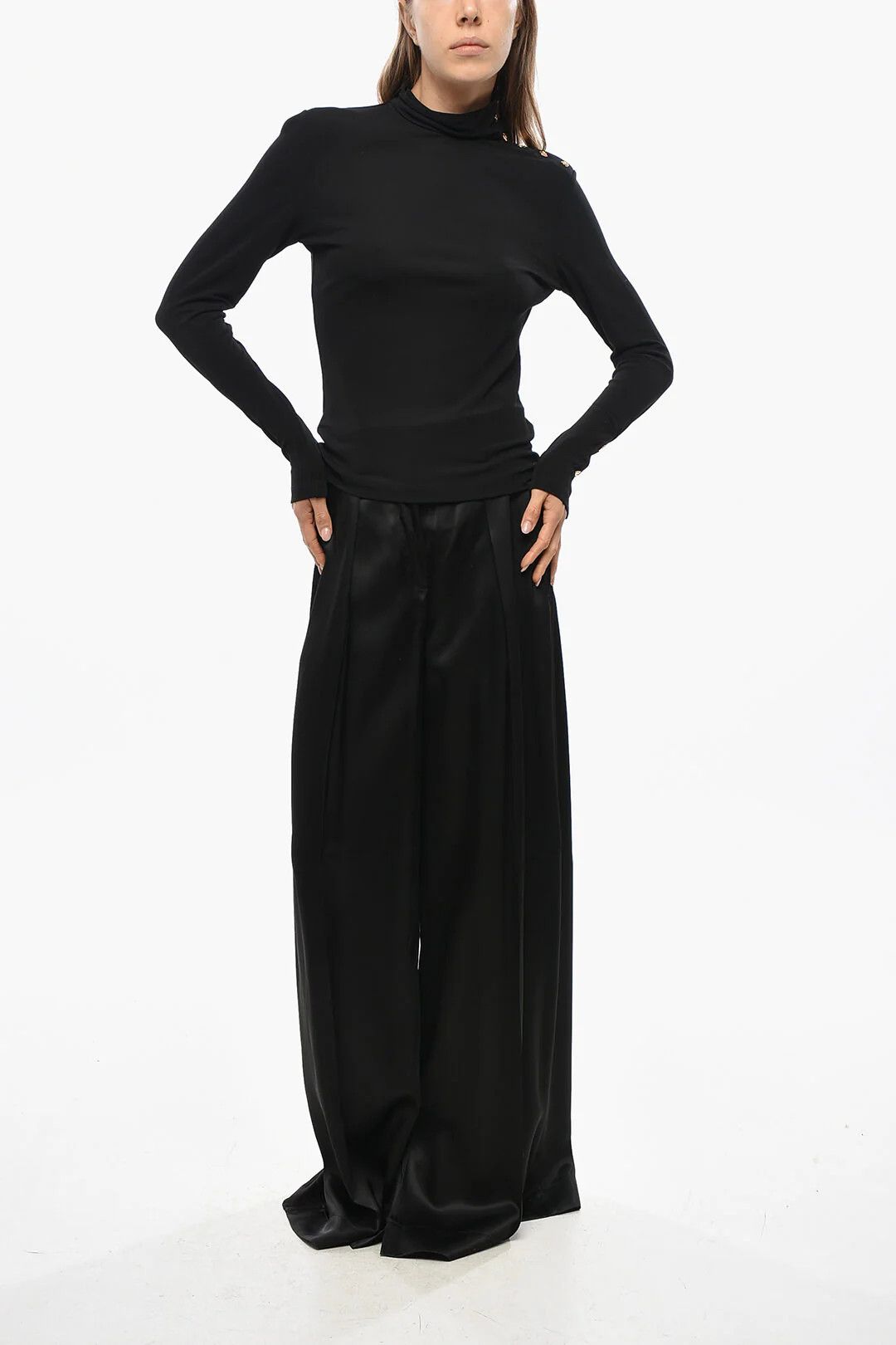 Tory Burch og1mm0426 Viscose High-Neck Top in Black Size M / US 6-8 / IT 42-44 - 4 Thumbnail