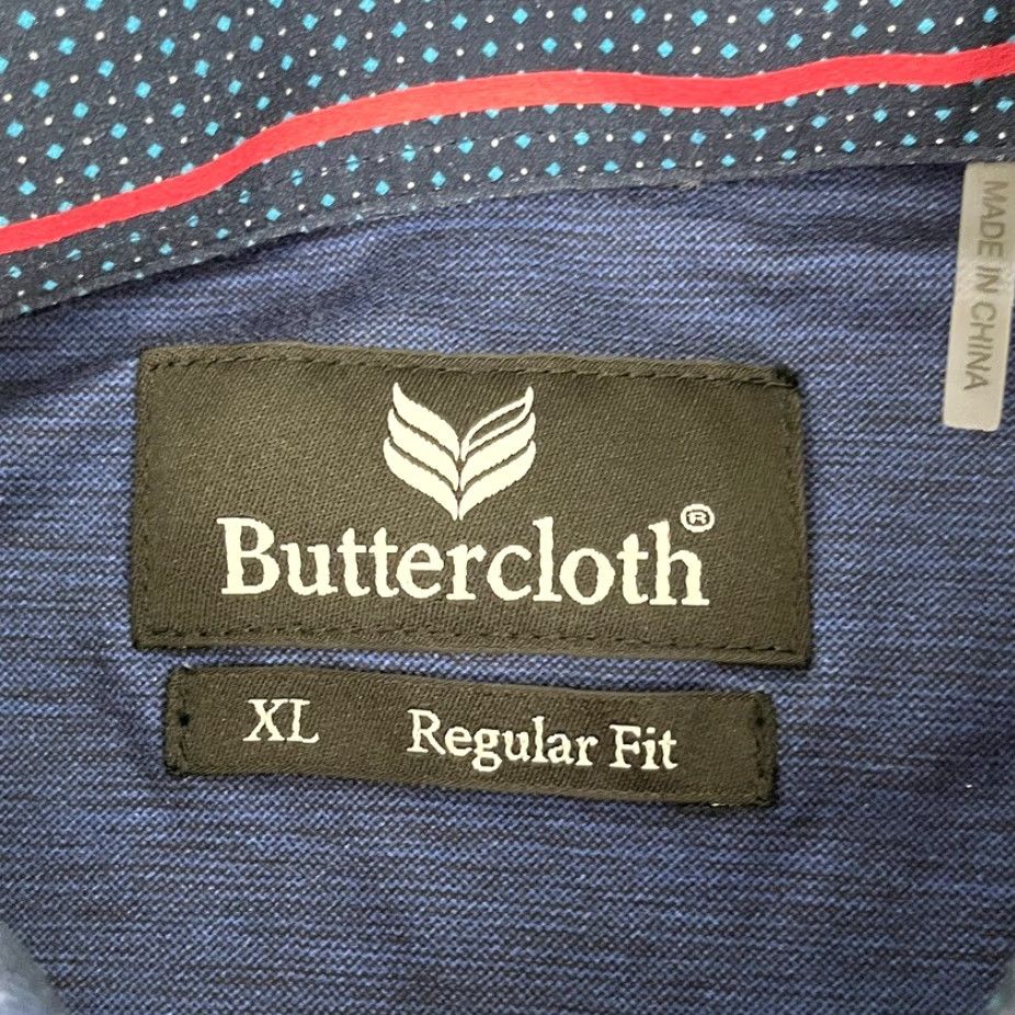 Vintage Buttercloth Shirt Mens XL Regular Blue Stretch Cotton Button Up Casual Preppy Size US XL / EU 56 / 4 - 2 Thumbnail
