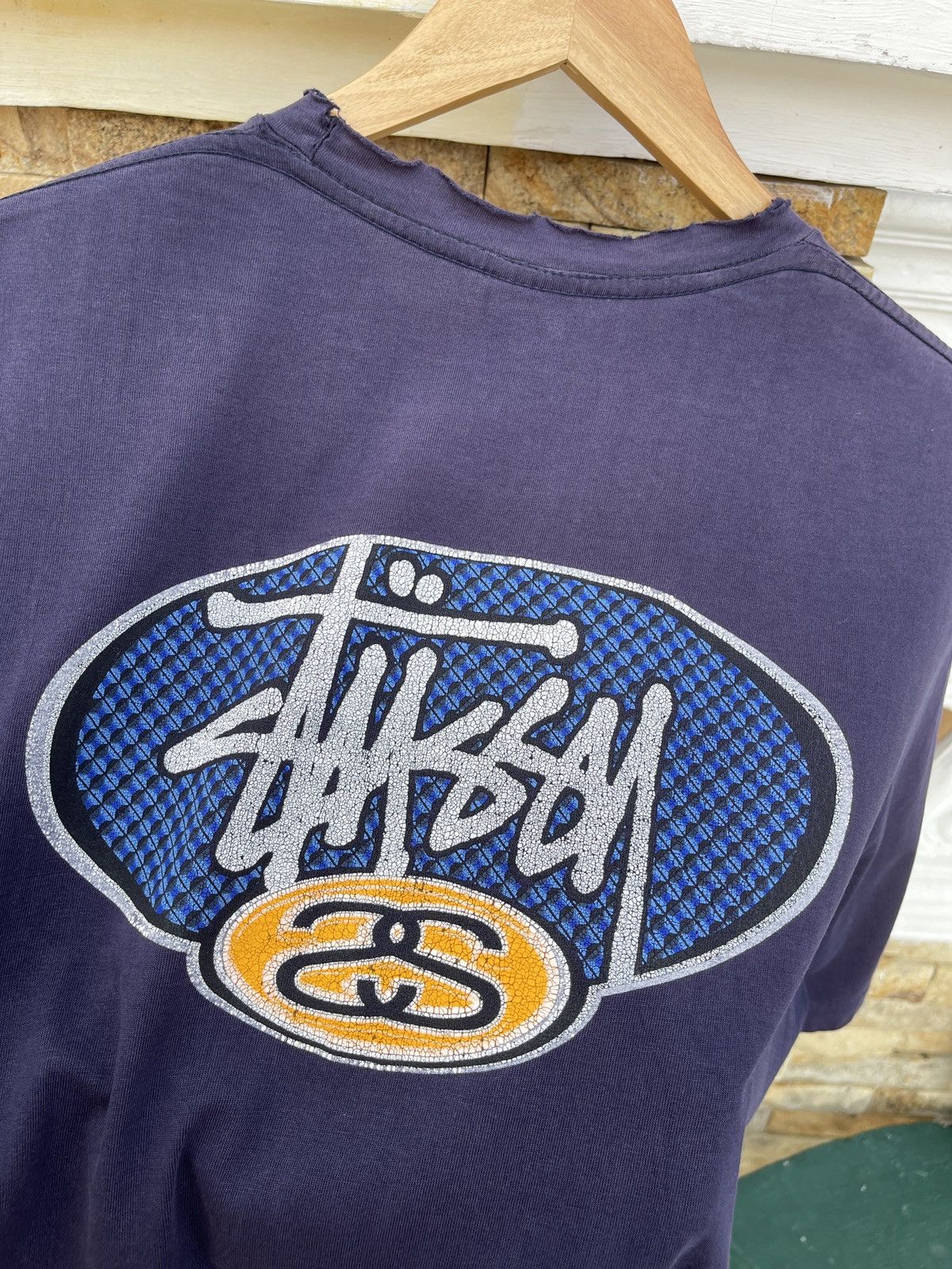 Stussy Vintage 90s Thrashed🔥STUSSY USA🔥Big Logo Sun Faded Tshirt Size US L / EU 52-54 / 3 - 1 Thumbnail