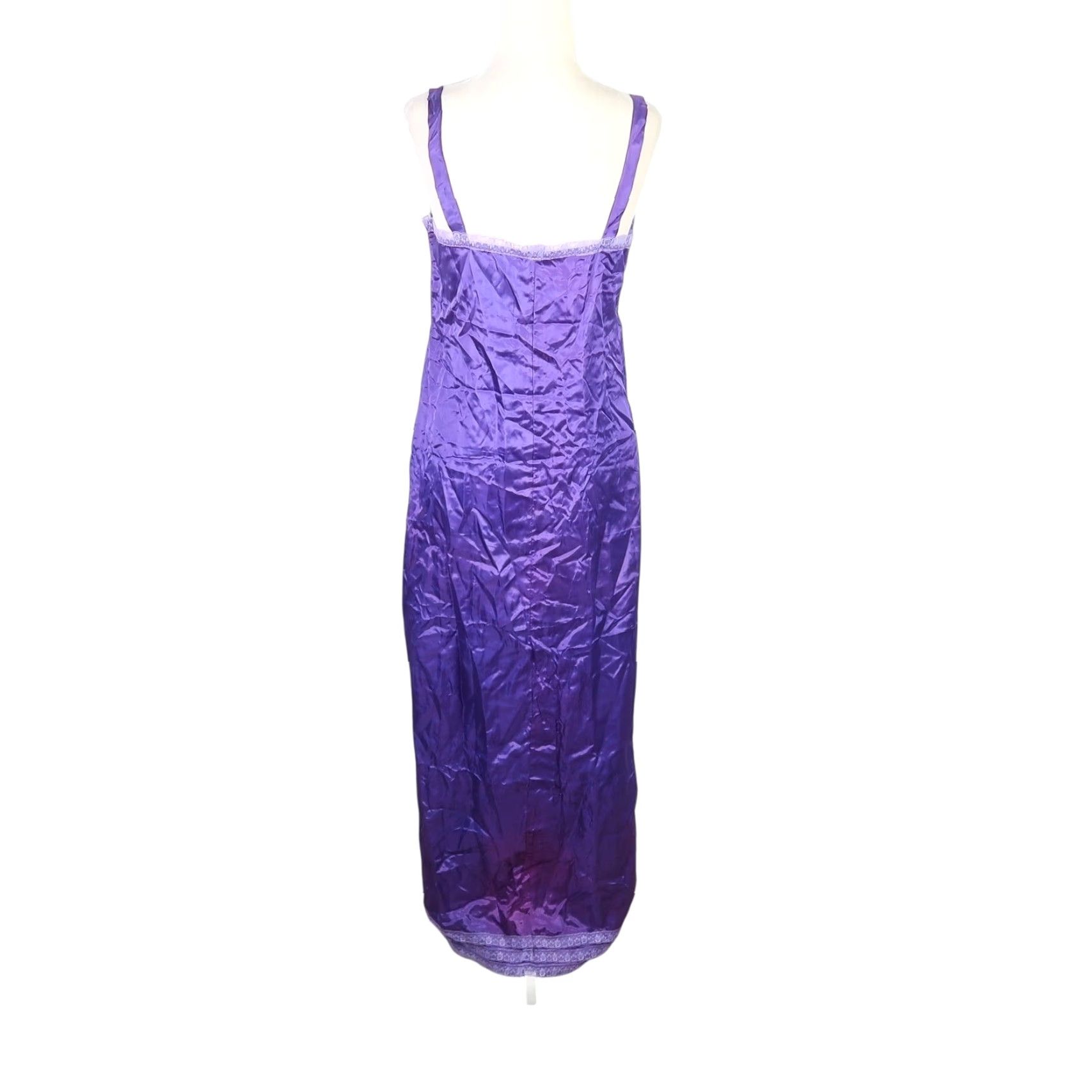 Vintage VINTAGE Royal Purple Satin Maxi Slip Dress Nightgown S Women Slip 70s 80s Lace Trim Purple Satin Solid Size S / US 4 / IT 40 - 4 Thumbnail