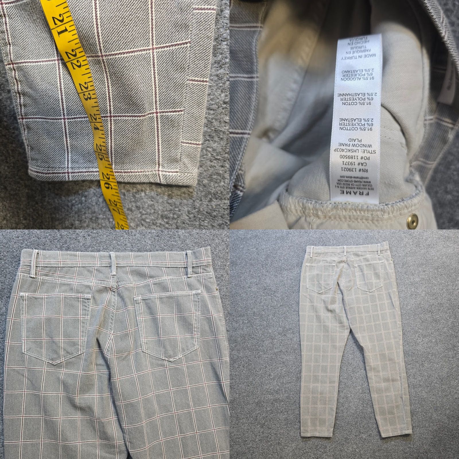 Frame FRAME Frame Pants Women Size 32 Gray Windowpane Plaid High Skinny Crop Casual Career Size 24" / US 00 / IT 34 - 8 Thumbnail