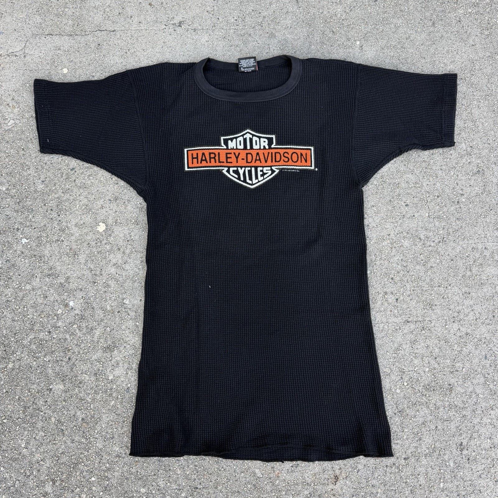 Harley Davidson × Vintage Vintage 90s Harley Davidson Black Thermal Waffle Knit Shirt Size US XXL / EU 58 / 5 - 3 Thumbnail