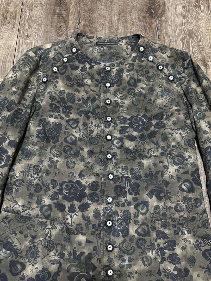 Yohji Yamamoto Pour Homme 15ss flowe pattern collarless jacket Size US M / EU 48-50 / 2 - 2 Thumbnail
