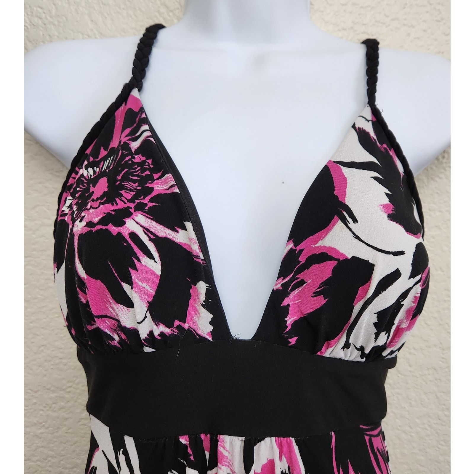 Other Sweet Storm Black Pink Floral Braided Straps Maxi Dress S Size S / US 4 / IT 40 - 2 Thumbnail