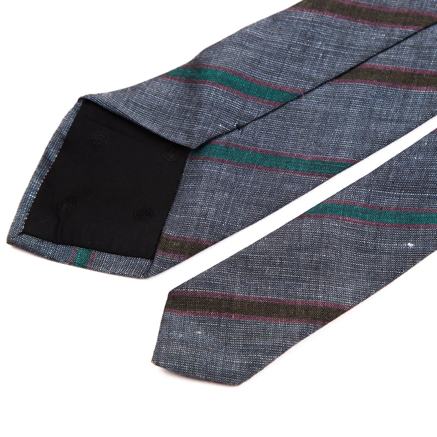 Dries Van Noten Linen-Silk Bias Stripe Tie in Navy and Others Size ONE SIZE - 5 Thumbnail