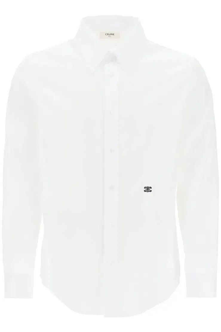 Celine o1y1024 Solid Color Shirt in White Size US XL / EU 56 / 4 - 1 Thumbnail