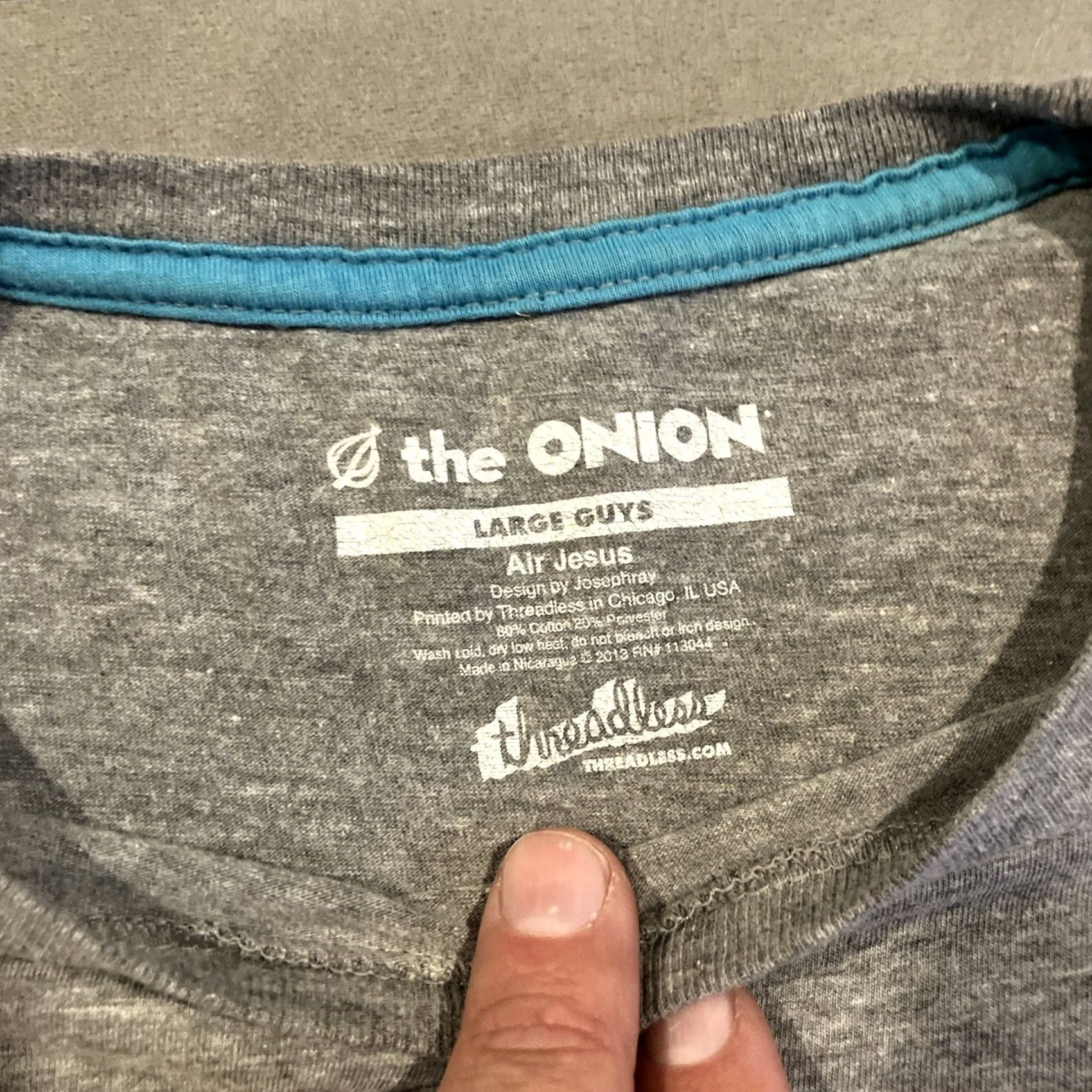 Jordan Brand The Onion Air Jesus Michael Jordan Free Throw Line Dunk T Shirt L Gray Awesome Size US L / EU 52-54 / 3 - 3 Thumbnail