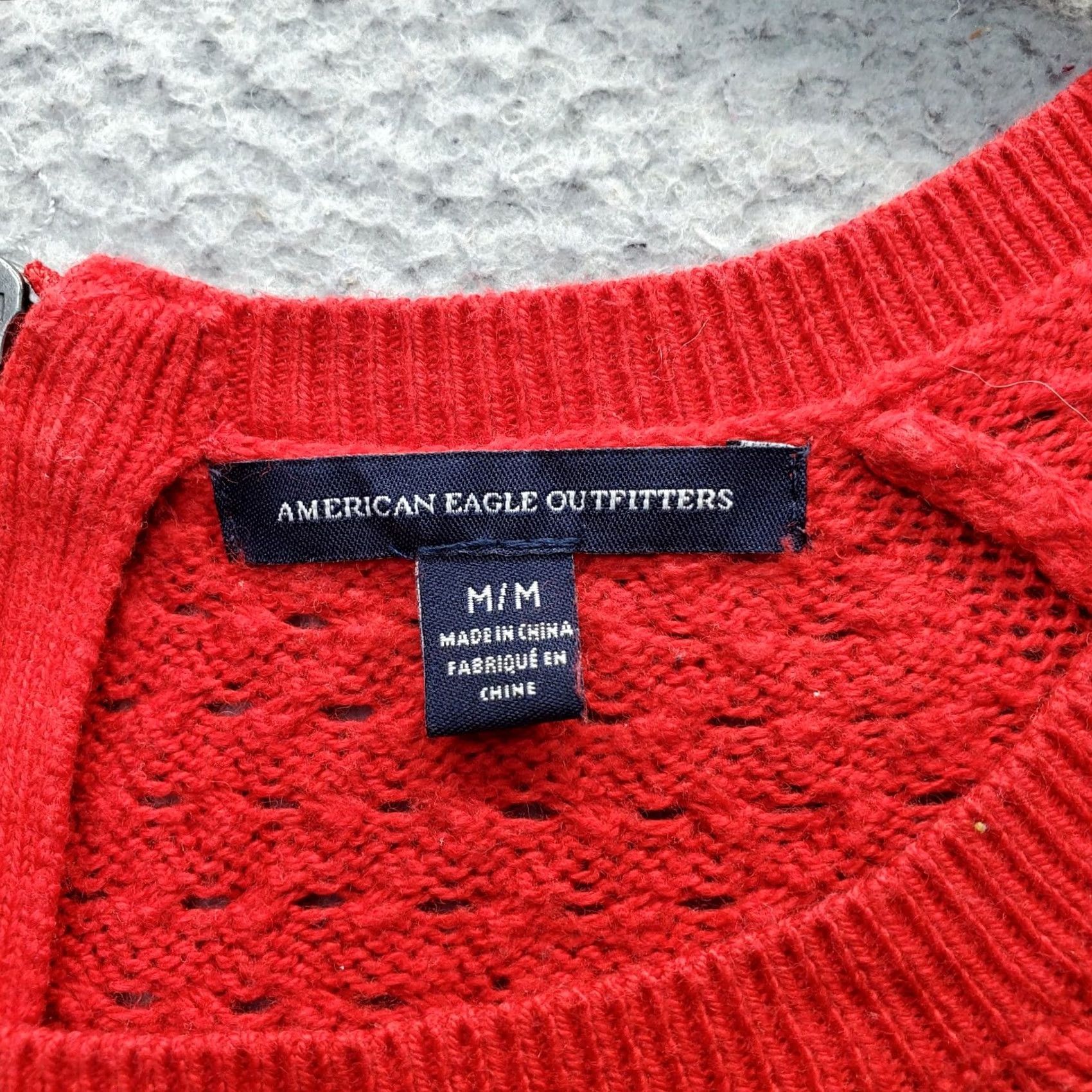 American Eagle Outfitters American Eagle Outfitters Sweater Womens M Red Open-Knit Round Neck Pullover Casual Size M / US 6-8 / IT 42-44 - 5 Thumbnail