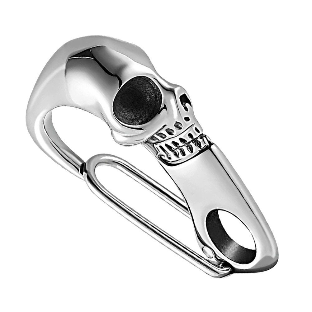 Jewelry Skull Gothic Punk Skeleton Carabiner Heavy Keychain in Silver, Men's
