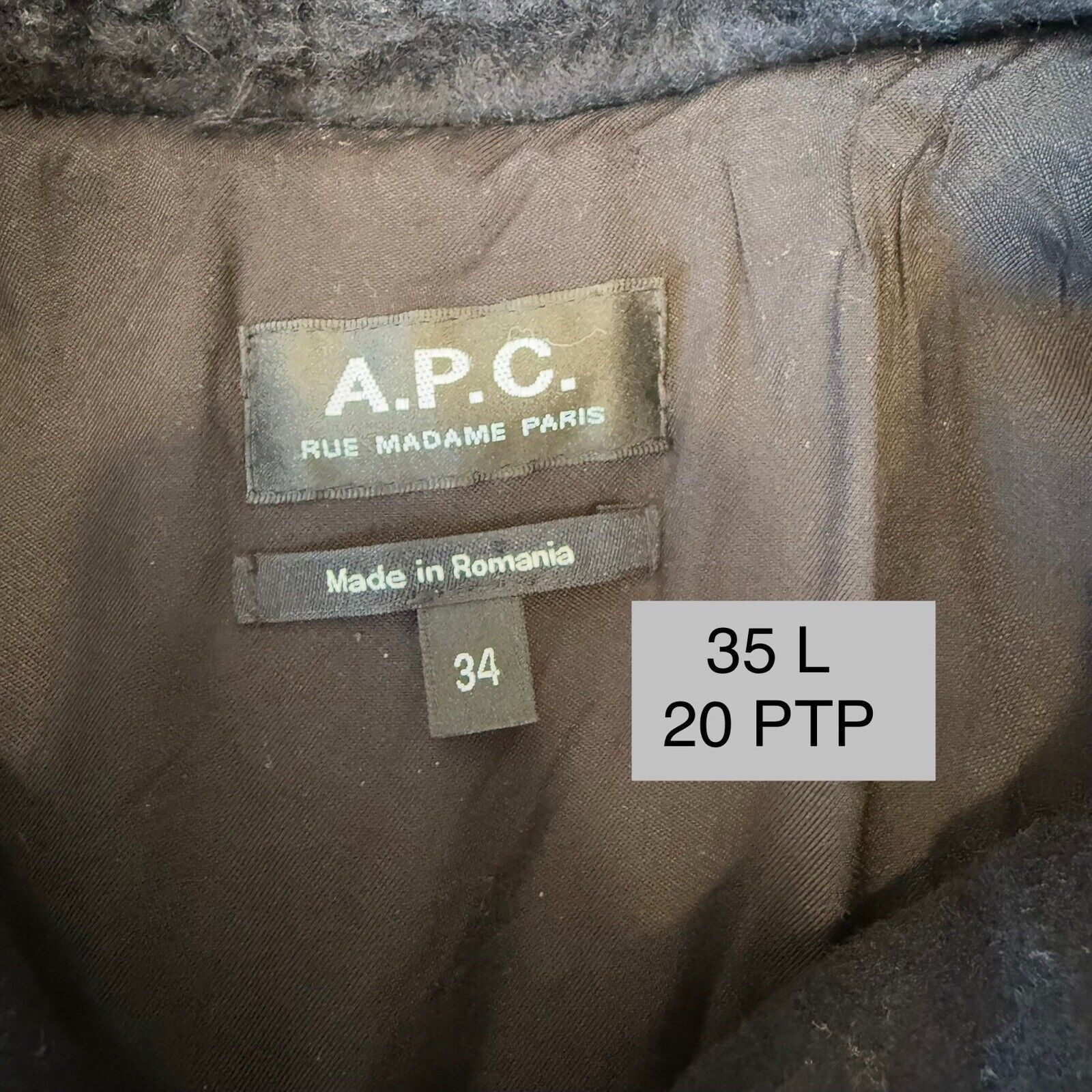 A.P.C. APC Shearling Jacket 34 Black Wool Cotton Long Tench Sherpa Size US M / EU 48-50 / 2 - 7 Thumbnail