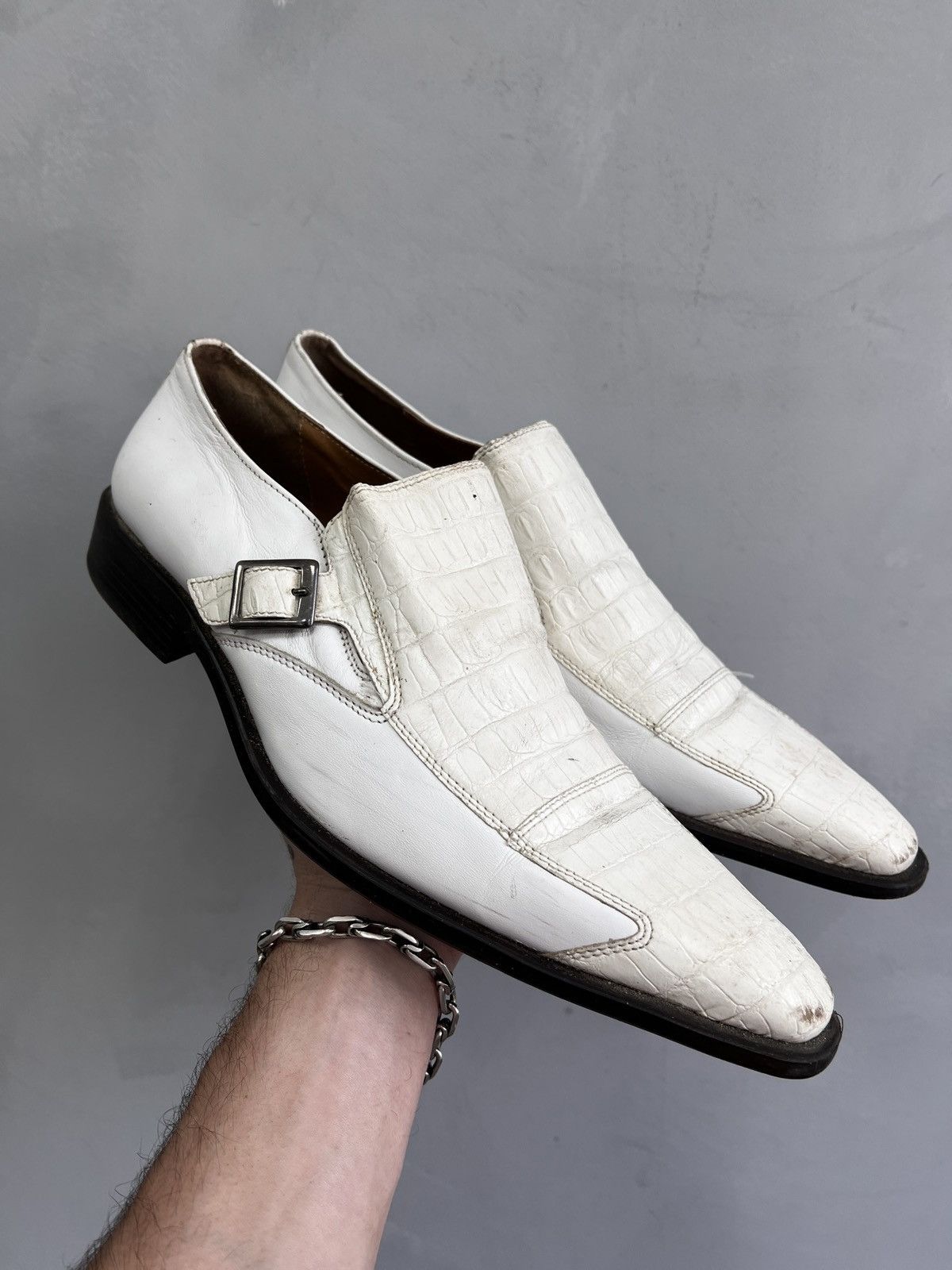 A S 98 x If Six Was Nine 90's Moto Leather Cowboy Leather Boots 3 A.s. 98 Shoes in White (Size 12)