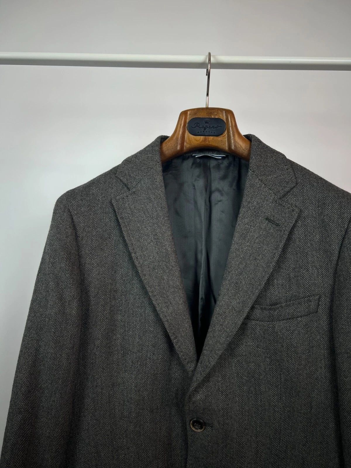Massimo Dutti Massimo Dutti Grey Herringbone Wool Elbow Patches Blazer Size 40R - 6 Thumbnail