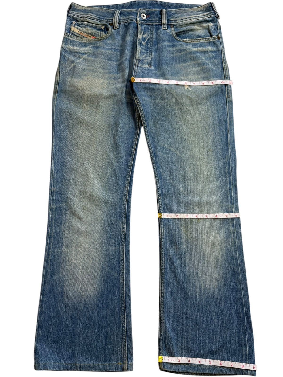 Diesel Vintage Diesel Zathan Blue Wash Distressed Flare Jeans Size US 32 / EU 48 - 15 Thumbnail
