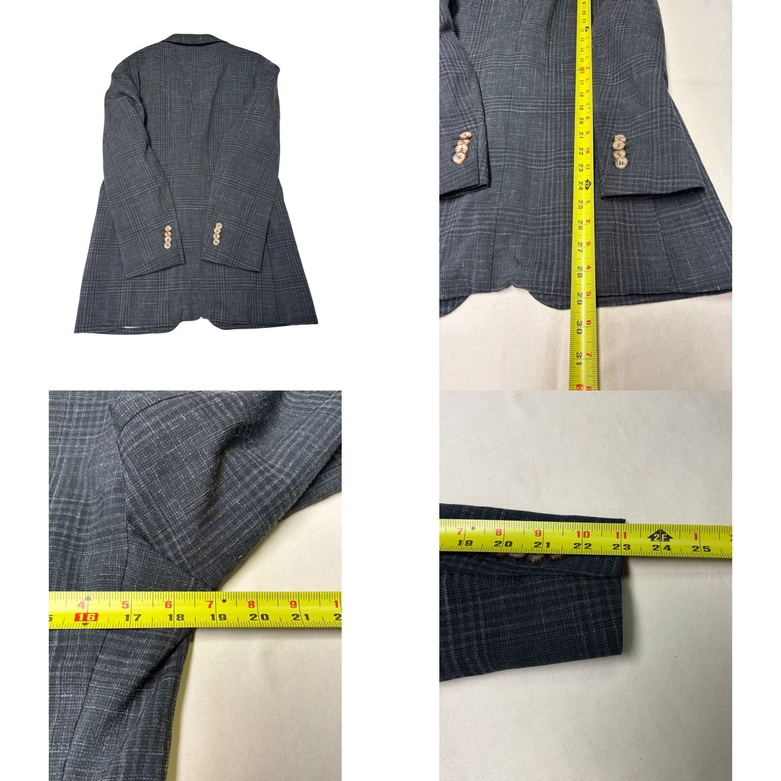 Suitsupply Suitsupply Suit 2 Piece Plaid Slim Wool Silk Linen 46 Regular Gray Men’s Formal Business Winter 30W 31L Size 46R - 8 Thumbnail