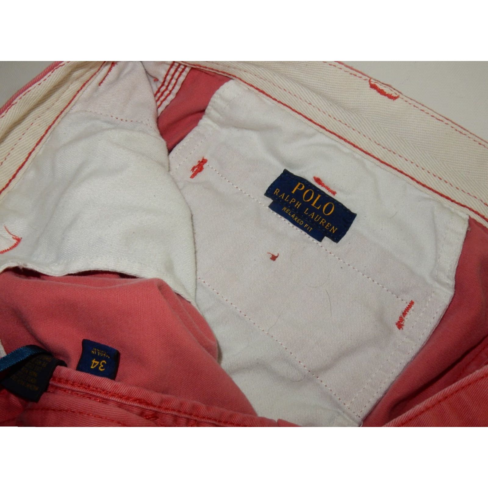 Polo Ralph Lauren Polo Ralph Lauren Polo Shorts Mens 34 Khaki Cotton 36" Waist 21" Length 10" Inseam Pink Chino Button Missing 90s? (if we include decade) Size US S / EU 44-46 / 1 - 3 Thumbnail