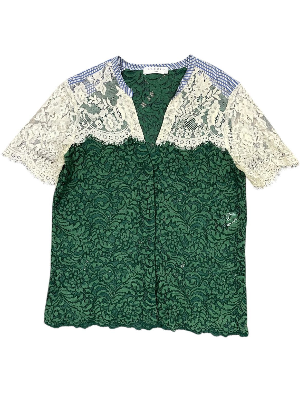 Designer Sandro Lace Emerald Shirts Size S / US 4 / IT 40 - 1 Thumbnail