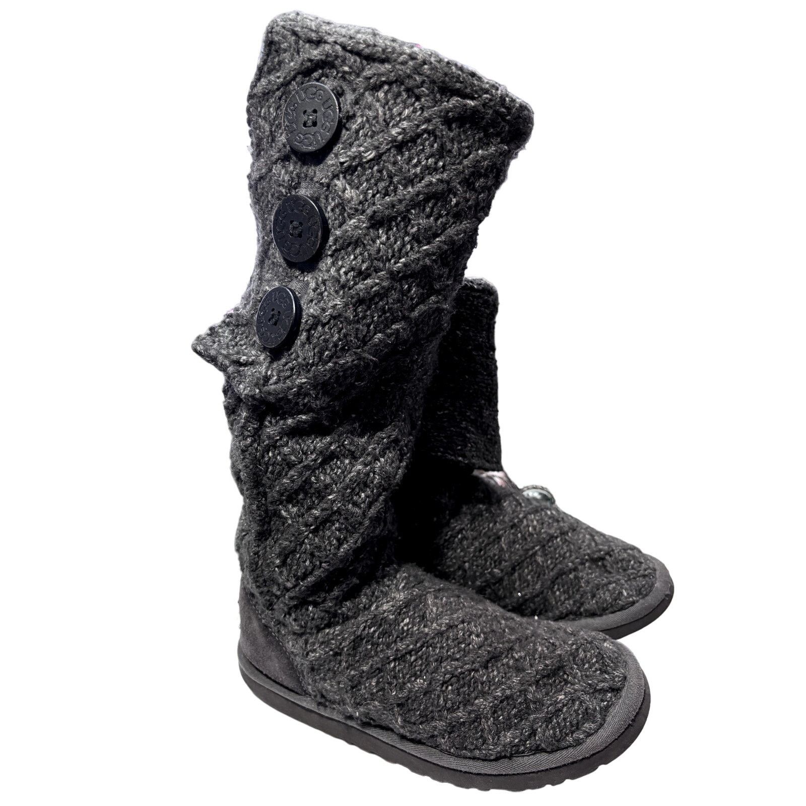 Ugg UGG Winter Boots Lattice Cardy 3066 High Round Toe Gray Sz 6 Size US 6 / IT 36 - 1 Thumbnail