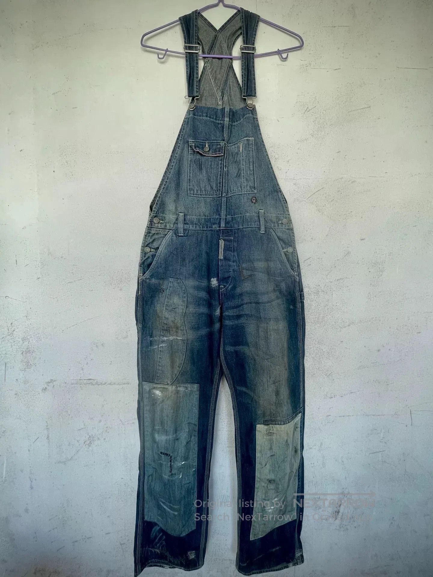 Vintage Distressed Vintage Patch Cargo Overalls. Size US 31 - 2 Thumbnail