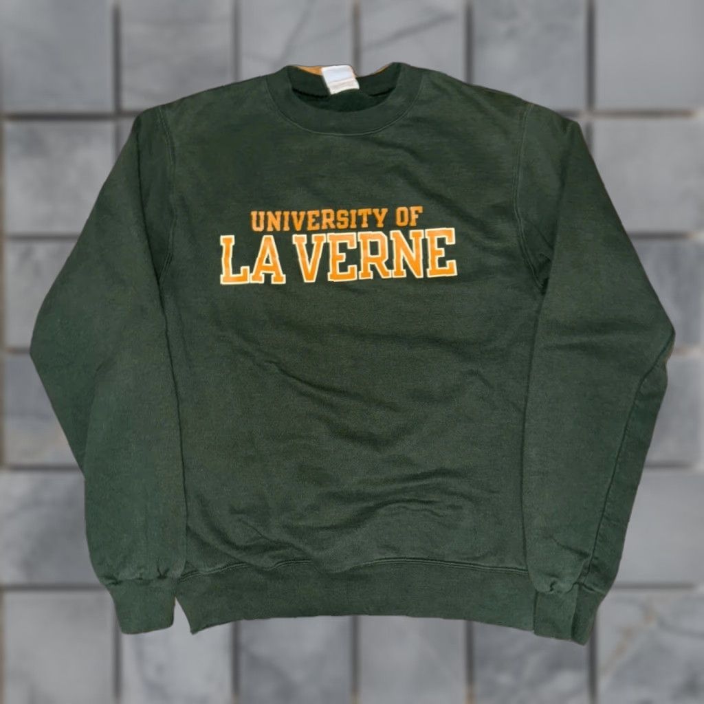 Champion VINTAGE Champion Crewneck Sweater University Of La Verne Green Small Men US 90s Prep Logo Pullover Sweatshirt Indoor Outdoor All Seasons Size US S / EU 44-46 / 1 - 1 Thumbnail