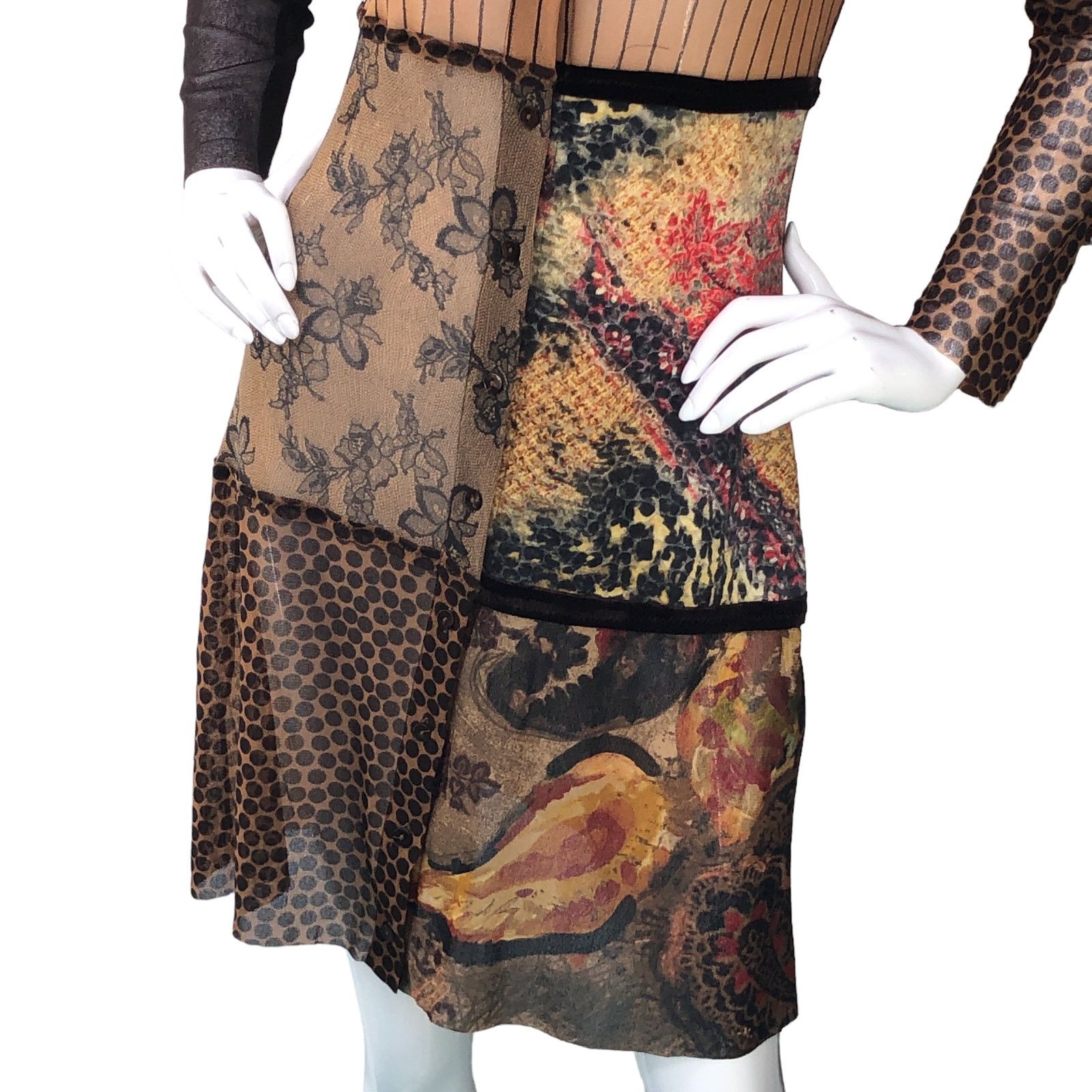 FUZZI Fuzzi JPG Size M Shirt Dress Sheer Multimedia Long Sleeve Size M / US 6-8 / IT 42-44 - 3 Thumbnail