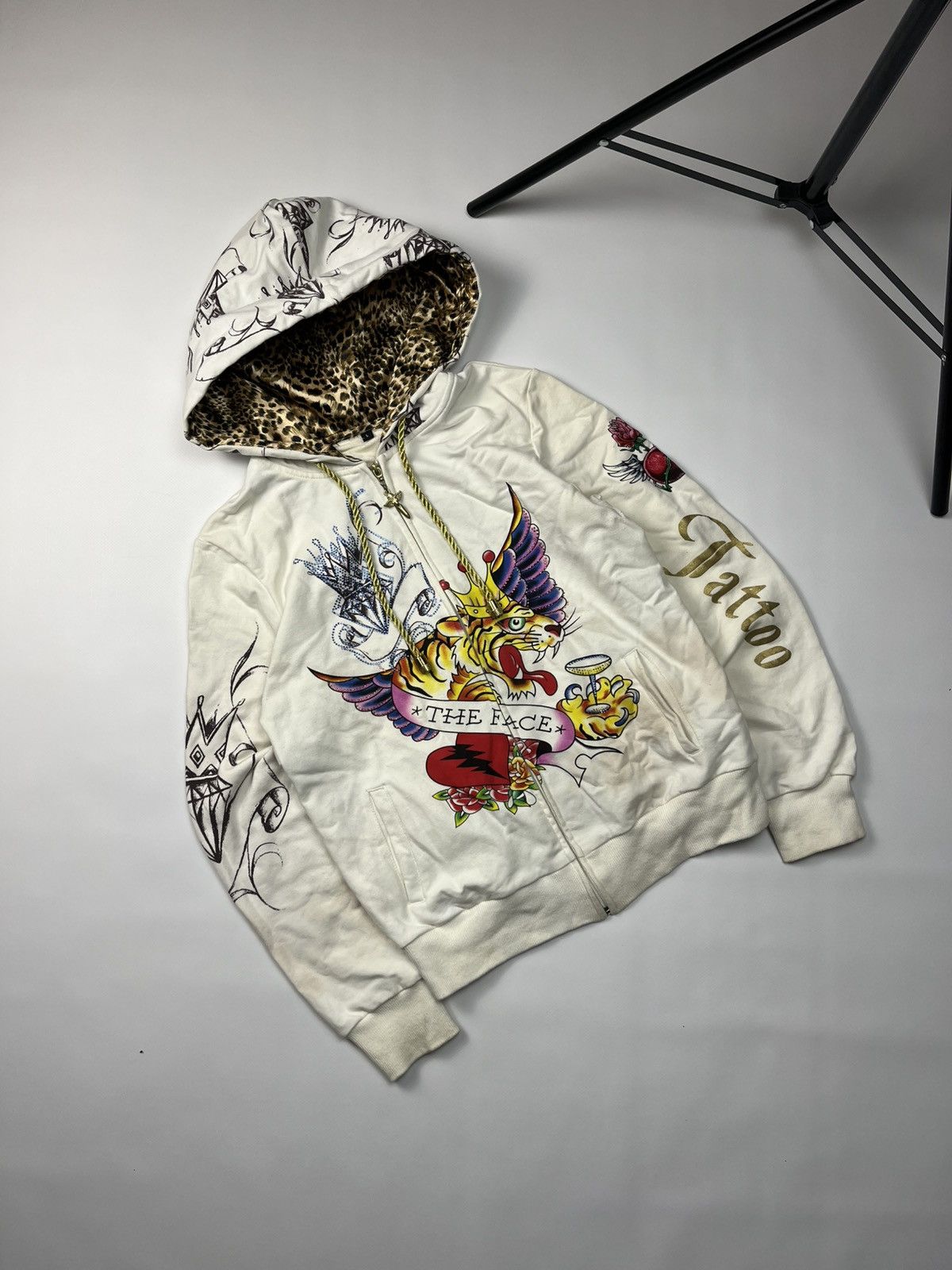 If Six Was Nine LGB IfSixWasNine Ed Hardy Style Leopard Fur Faux Zip Hoodie Size M / US 6-8 / IT 42-44 - 1 Thumbnail