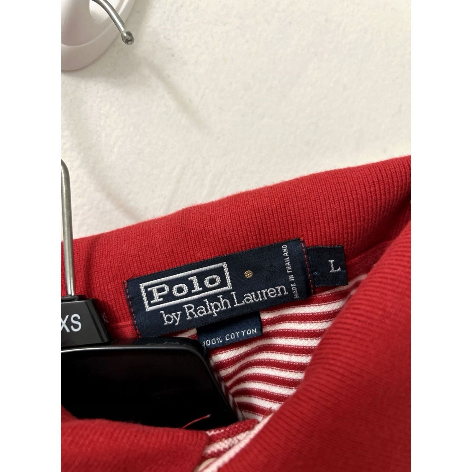 Polo Ralph Lauren VINTAGE Polo Sport Ralph Lauren Shirt Mens L Red White Striped Cotton Pique S/S Size US L / EU 52-54 / 3 - 5 Thumbnail