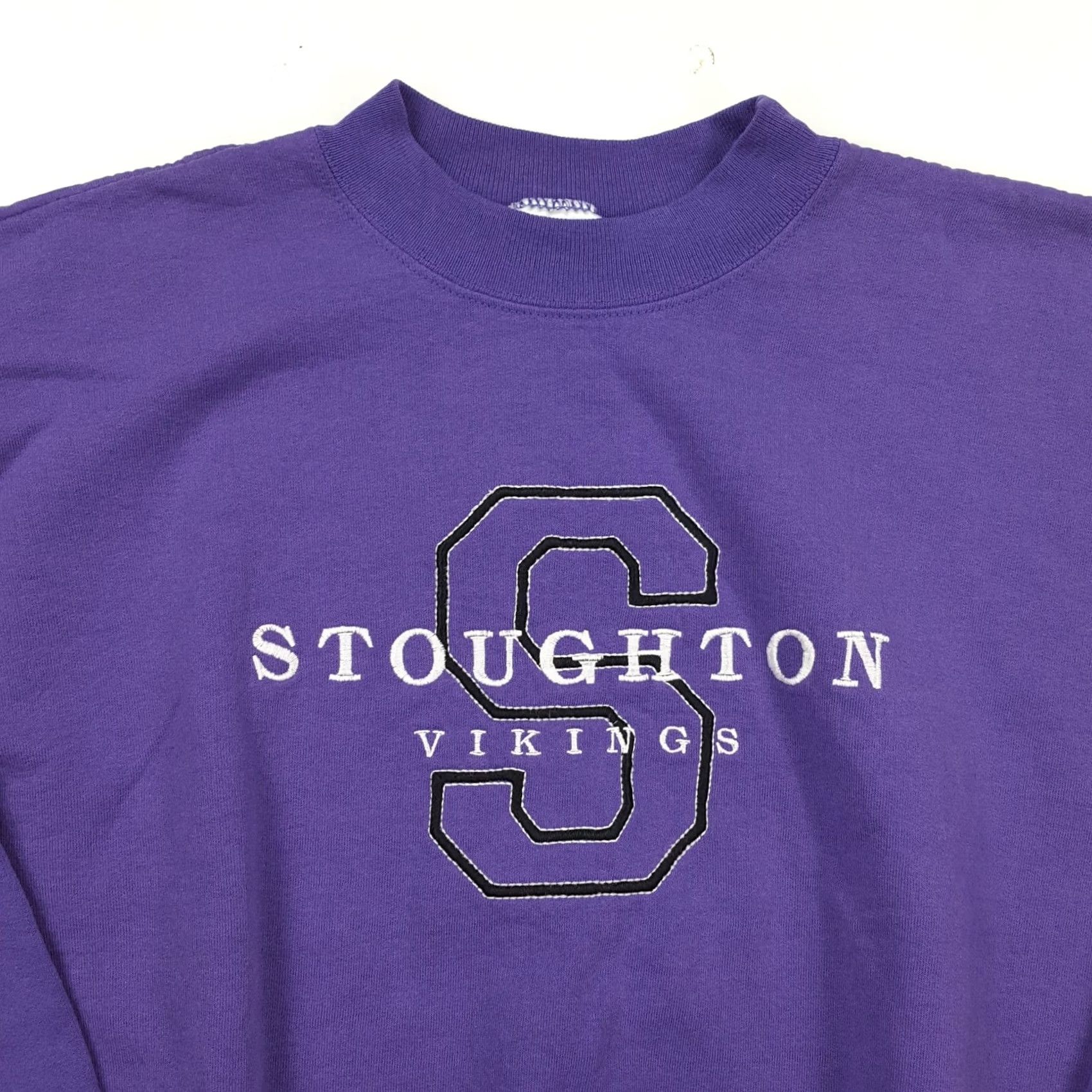 Hanes VINTAGE Stoughton Vikings Size L Purple NCAA School Crewneck Sweatshirt Size US L / EU 52-54 / 3 - 2 Thumbnail