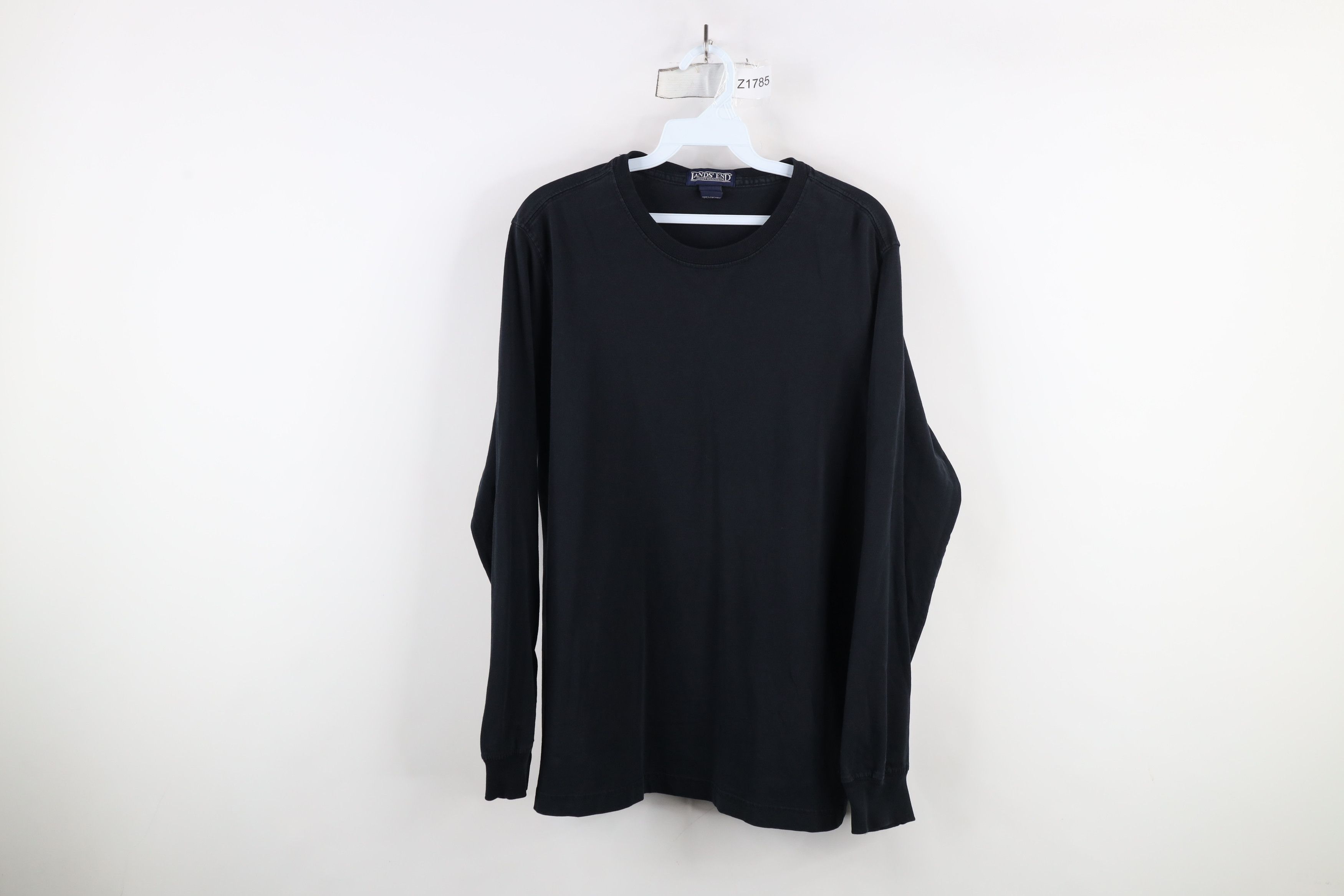 Lands' End × Vintage Vintage 90s Lands End Blank Long Sleeve T-Shirt Black Cotton Size L / US 10 / IT 46 - 1 Thumbnail
