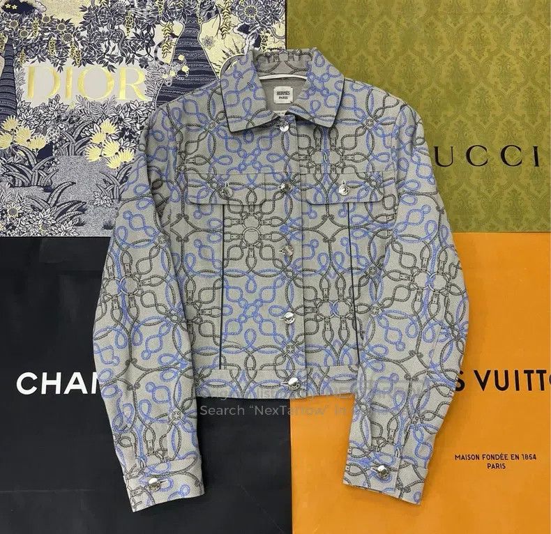 Hermes Gray Printed Denim Jacket