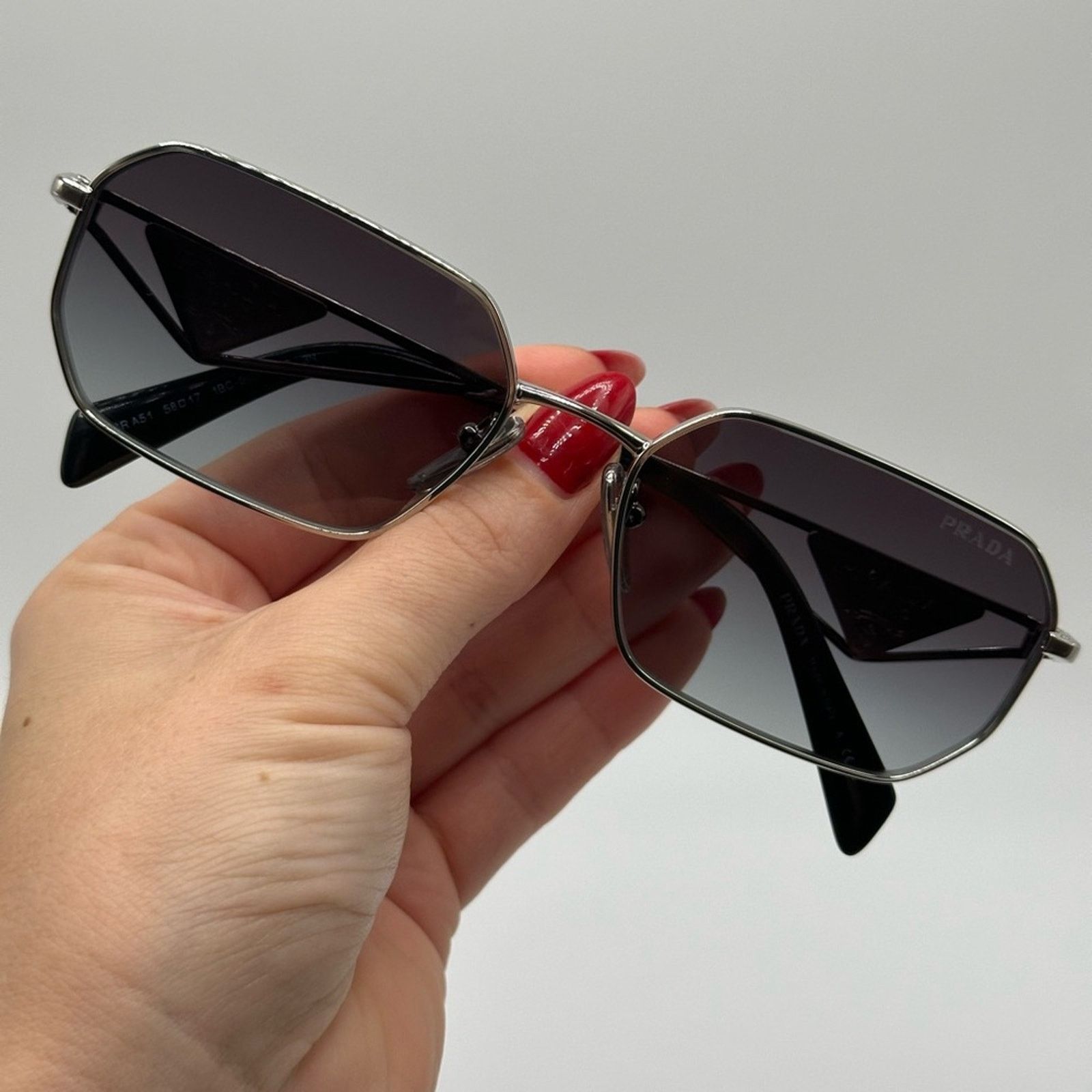 Prada PRADA Sunglasses PR A51S 1BC90A Silver/Grey Gradient Unisex Size ONE SIZE - 9 Thumbnail