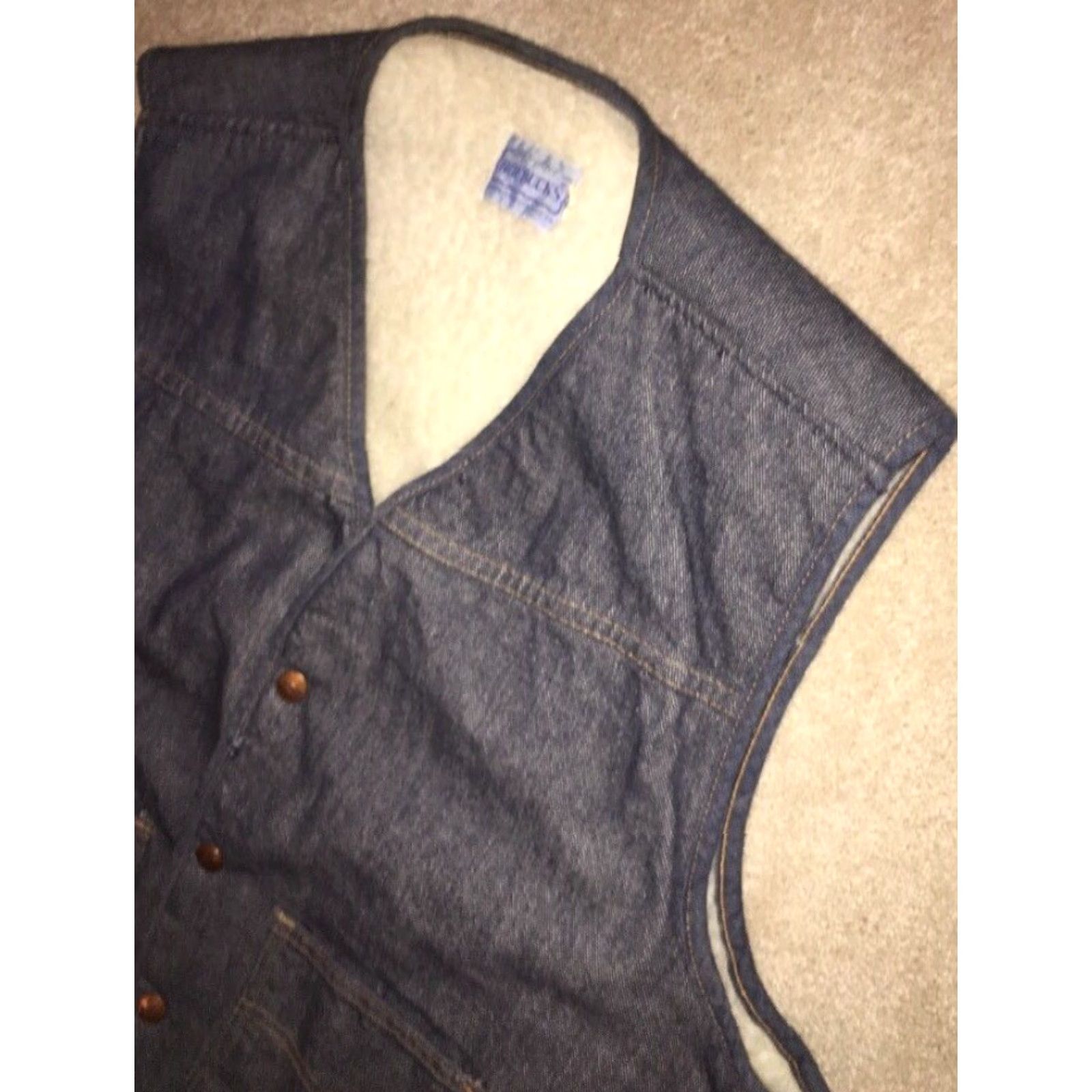 Vintage VINTAGE Roebucks Vest Snap Button Down Lined Sherpa Blue XL Mens Size US XL / EU 56 / 4 - 2 Thumbnail