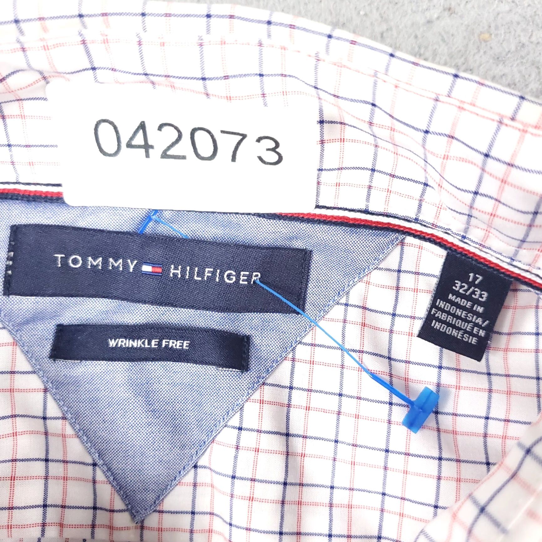 Tommy Hilfiger Tommy Hilfiger Shirt Mens 17 Red White Blue Check Dress Button Up Long Sleeve Shirt Mens 17 Red Check Dress Shirt Size 46R - 7 Thumbnail
