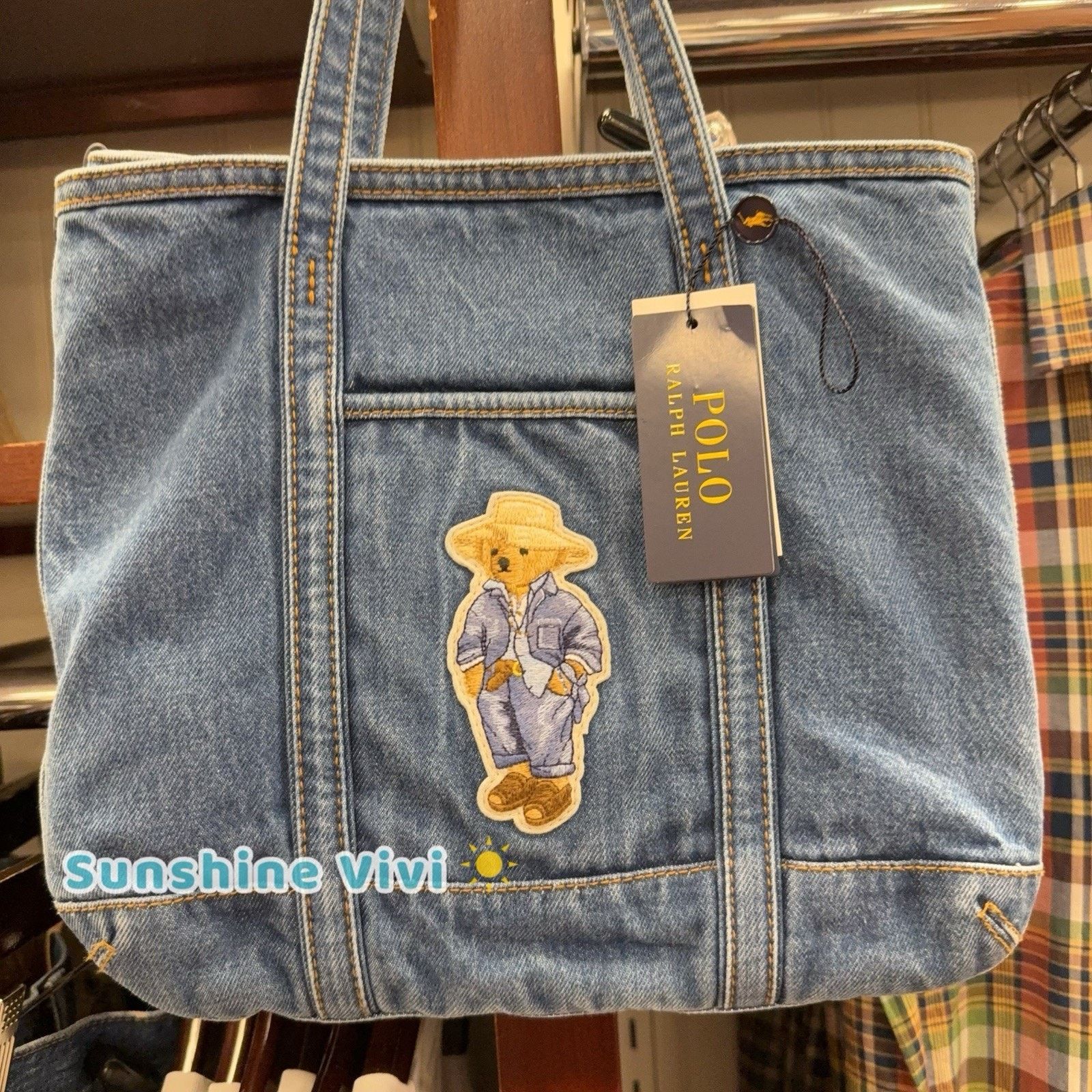 Ralph Lauren NWT POLO Ralph Lauren Small Polo Bear Canvas Tote Bag Denim Size ONE SIZE - 2 Thumbnail