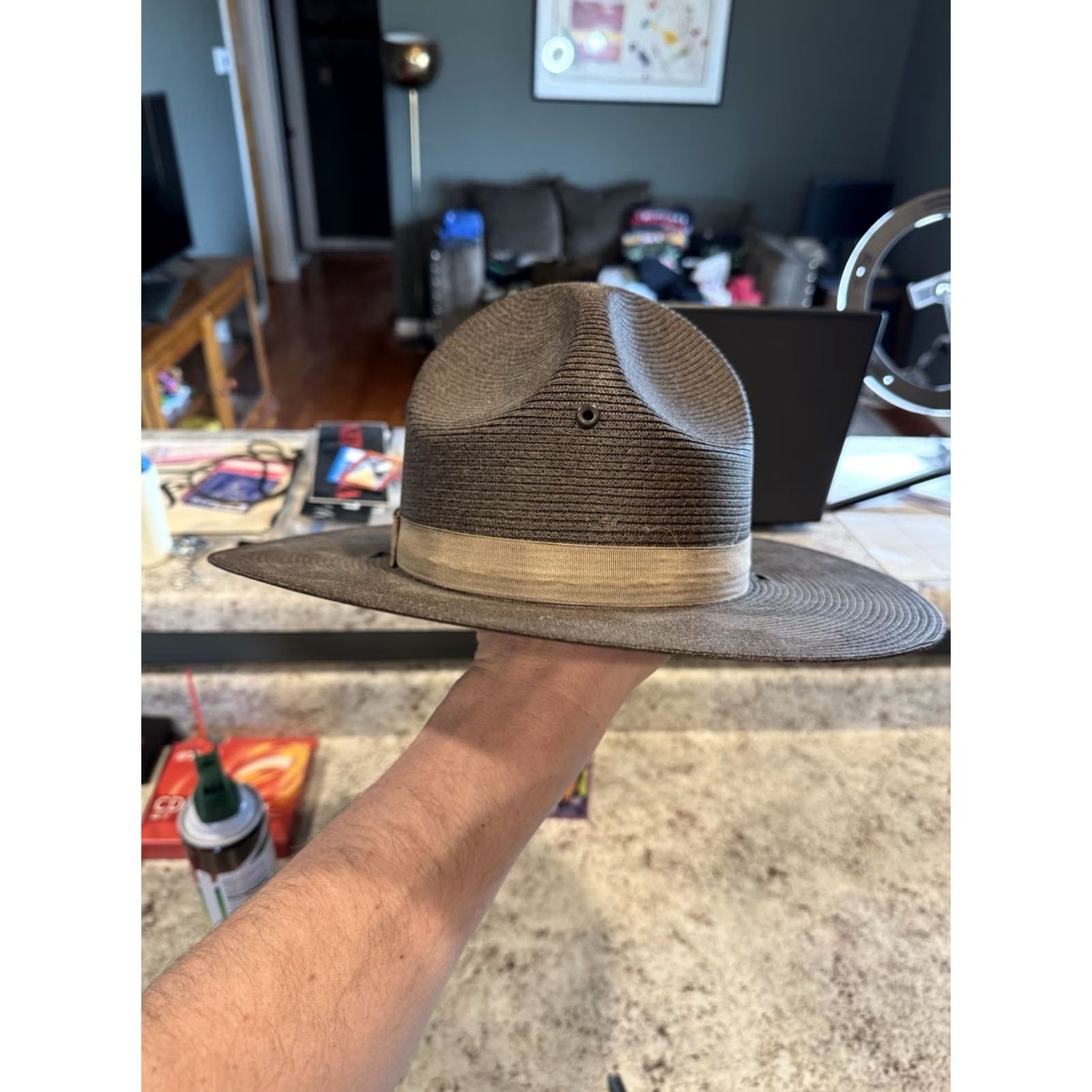 Vintage VINTAGE Stratton Campaign Hat USA Brown Straw Police Trooper 7 Mens Hat Size ONE SIZE - 5 Thumbnail