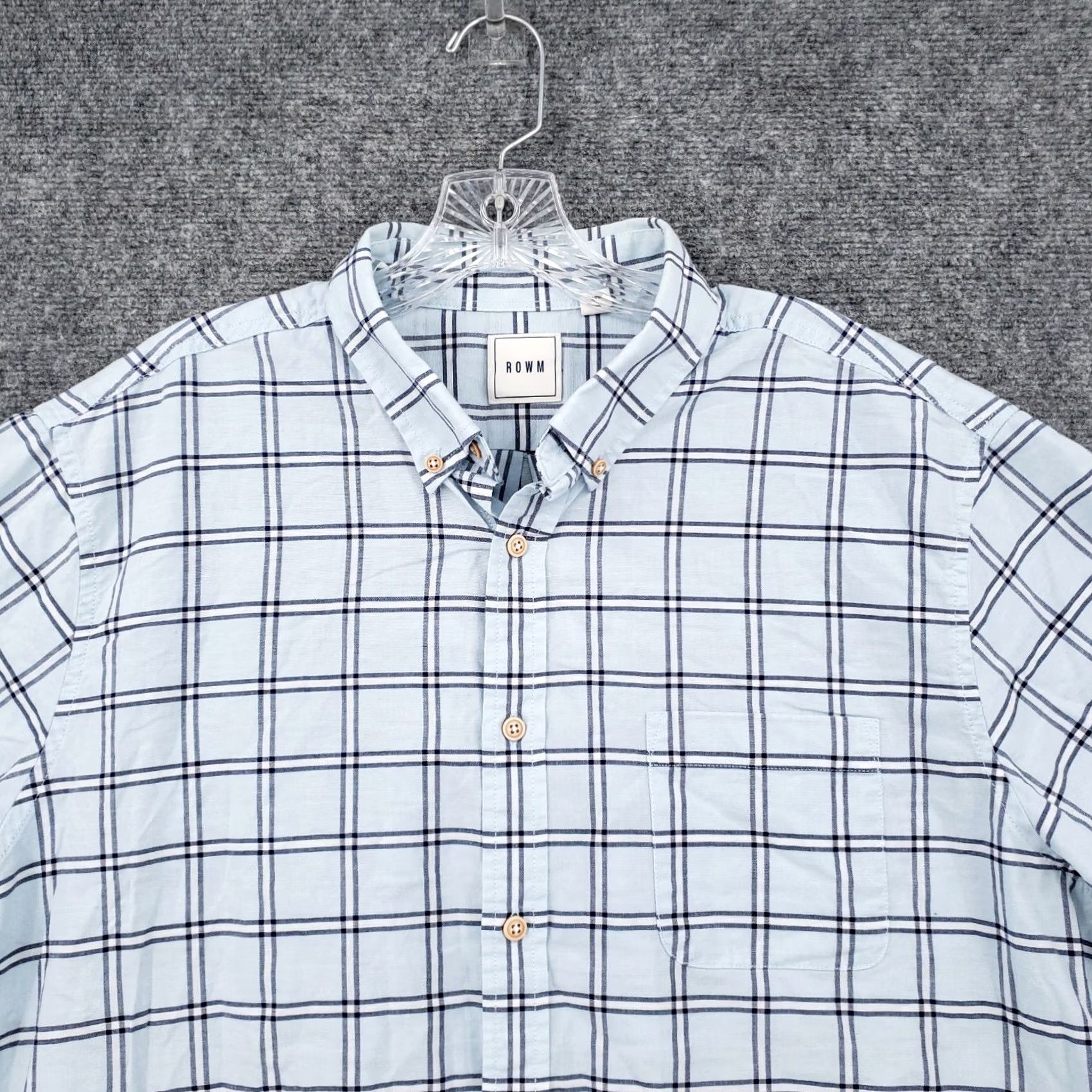 Vintage Rowm Button Down Shirt Mens XL Blue Short Sleeve Plaid Collared Size US XL / EU 56 / 4 - 3 Thumbnail