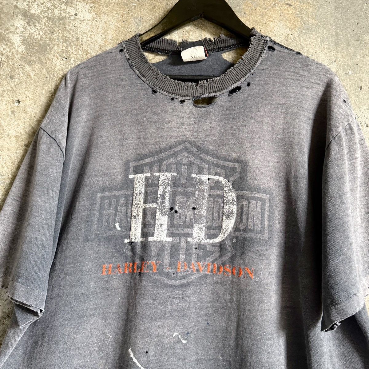 Harley Davidson 90s VINTAGE Single Stitch SUN THRASHED Harley Davidson Tee Size US XL / EU 56 / 4 - 3 Thumbnail