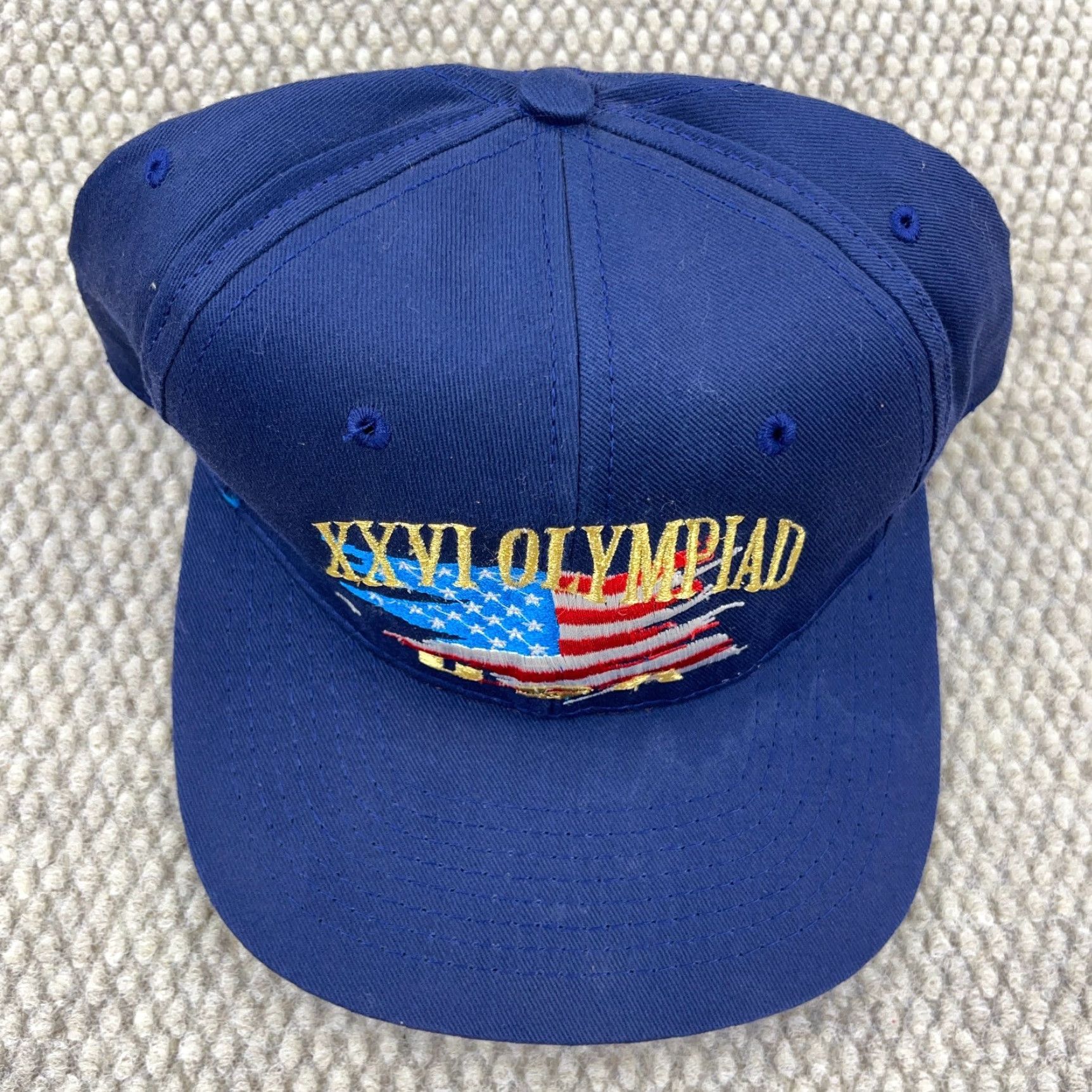 Hanes VINTAGE Olympics Snapback Hat Cap 1996 Atlanta 90s USA Flag Blue Mens One Size Size ONE SIZE - 3 Thumbnail