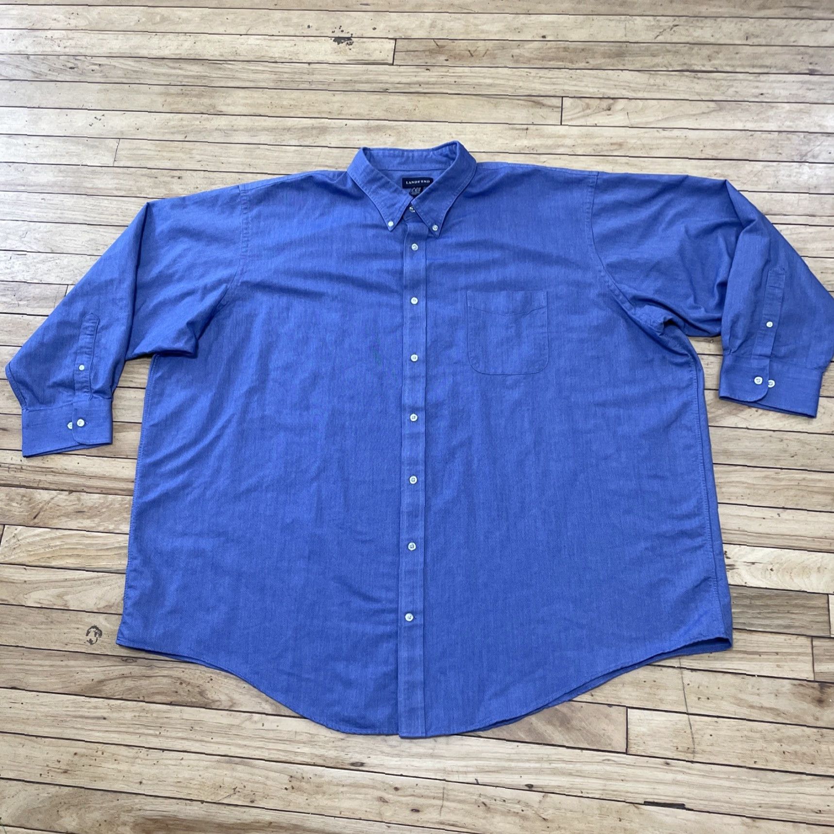 Lands' End VINTAGE Lands' End Button-Up Shirt Men Big & Tall 21x36 Blue Twill Oxford Button-Down Collar Size US XXL / EU 58 / 5 - 3 Thumbnail