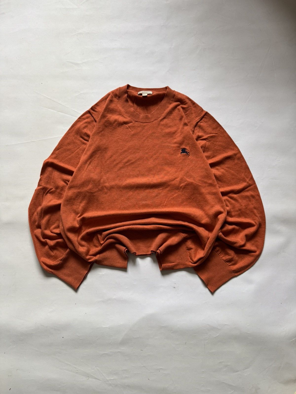 Burberry Vintage Burberry Embroidered Knight Logo Wool Sweater - Rust Size US L / EU 52-54 / 3 - 1 Thumbnail