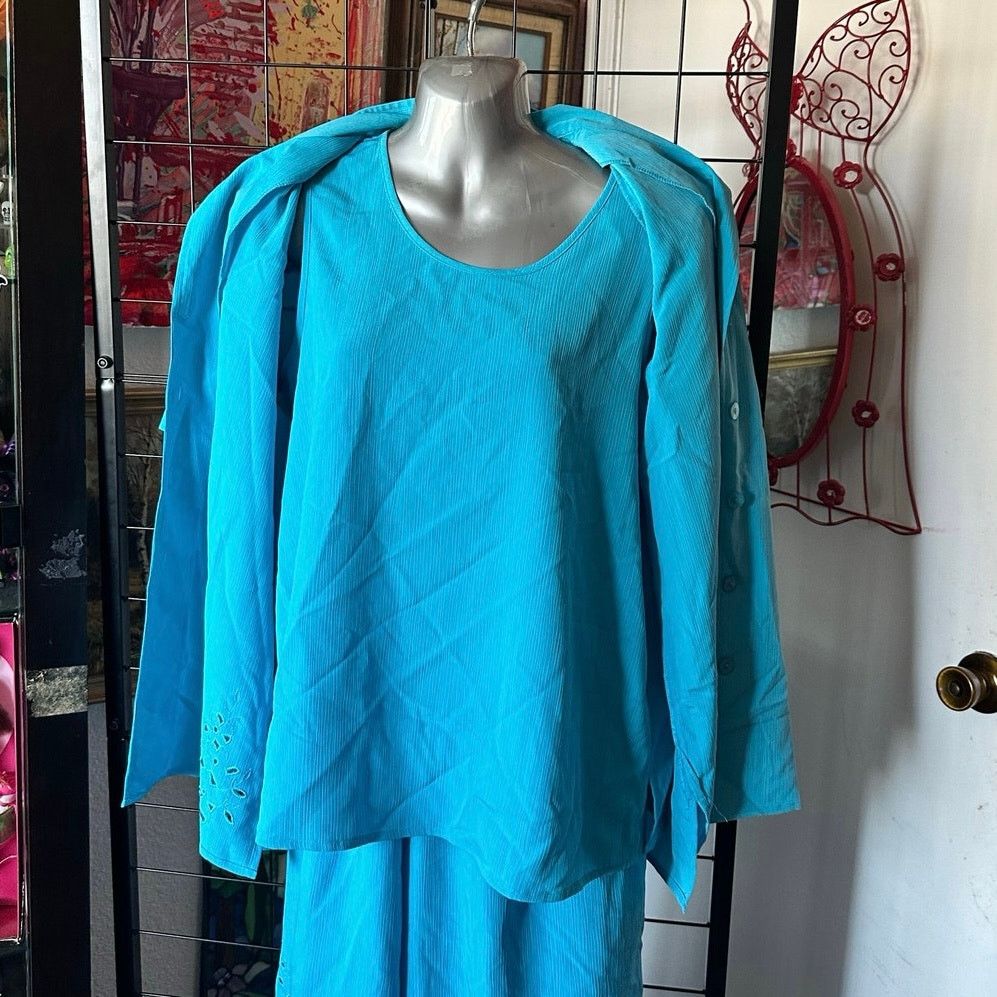 Other maggie sweet teal blue pants top cardigan set Size M / US 6-8 / IT 42-44 - 3 Thumbnail