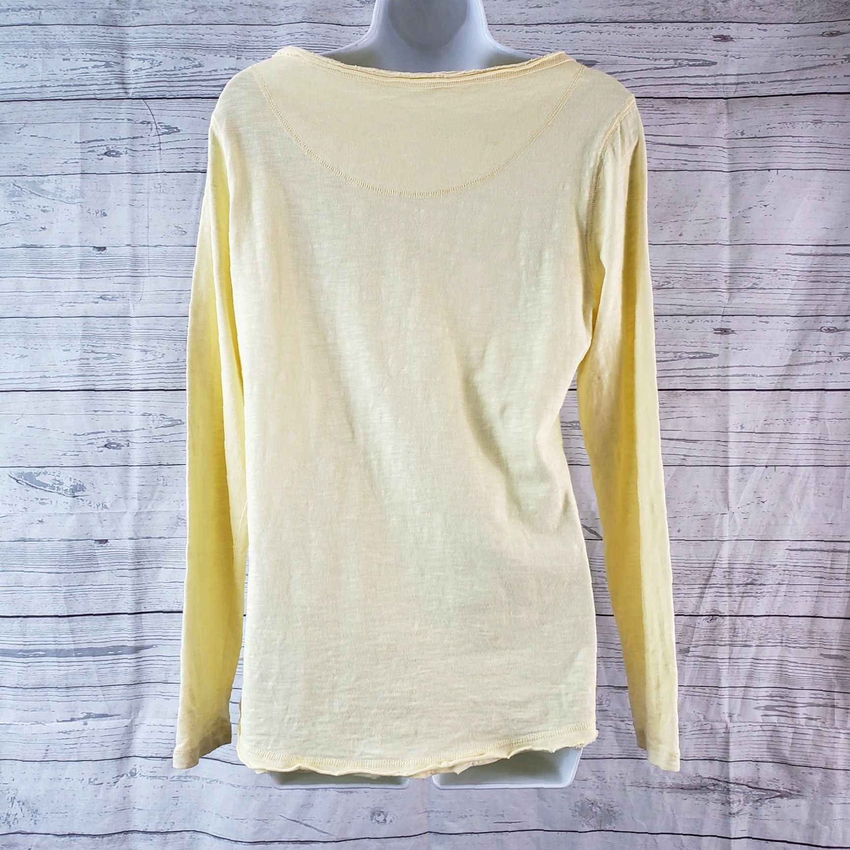 Soft Surroundings Soft Surroundings Henley Top Shirt Womens M Yellow Long Sleeve Cotton Size M / US 6-8 / IT 42-44 - 4 Thumbnail