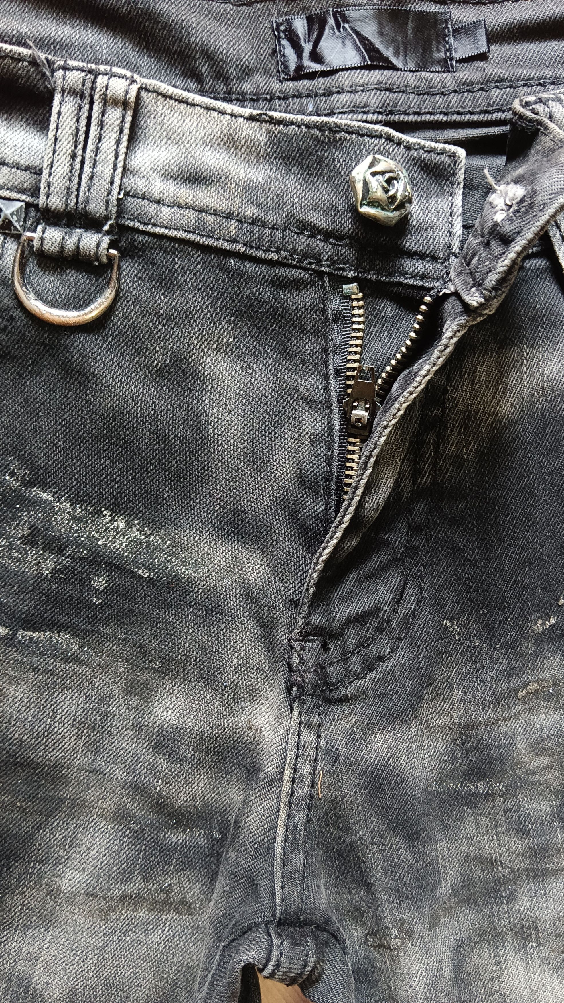 Japanese Brand The Black Gene Skull Gem Stud Skinny Punk Jeans Size US 30 / EU 46 - 7 Thumbnail