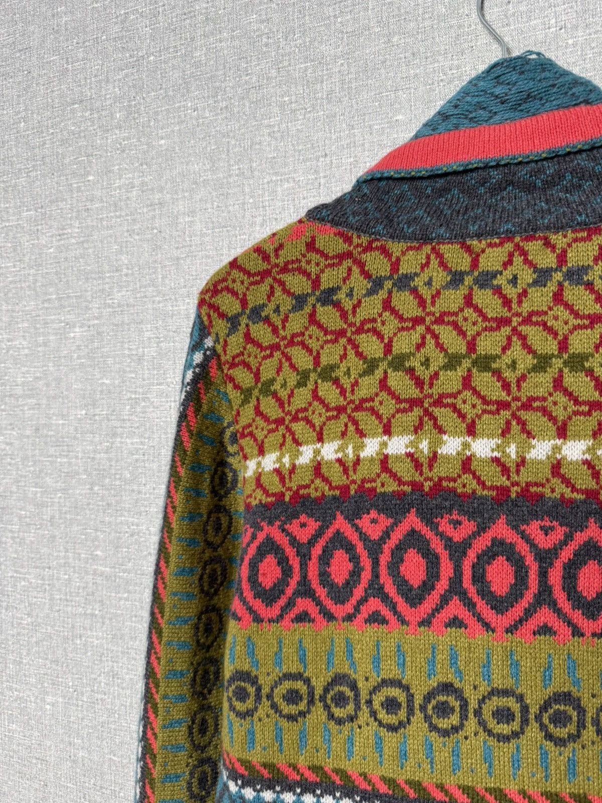 Desigual Ivko Wool Cardigan Geometric Pattern Shawl Collar Sweater Size M / US 6-8 / IT 42-44 - 13 Thumbnail