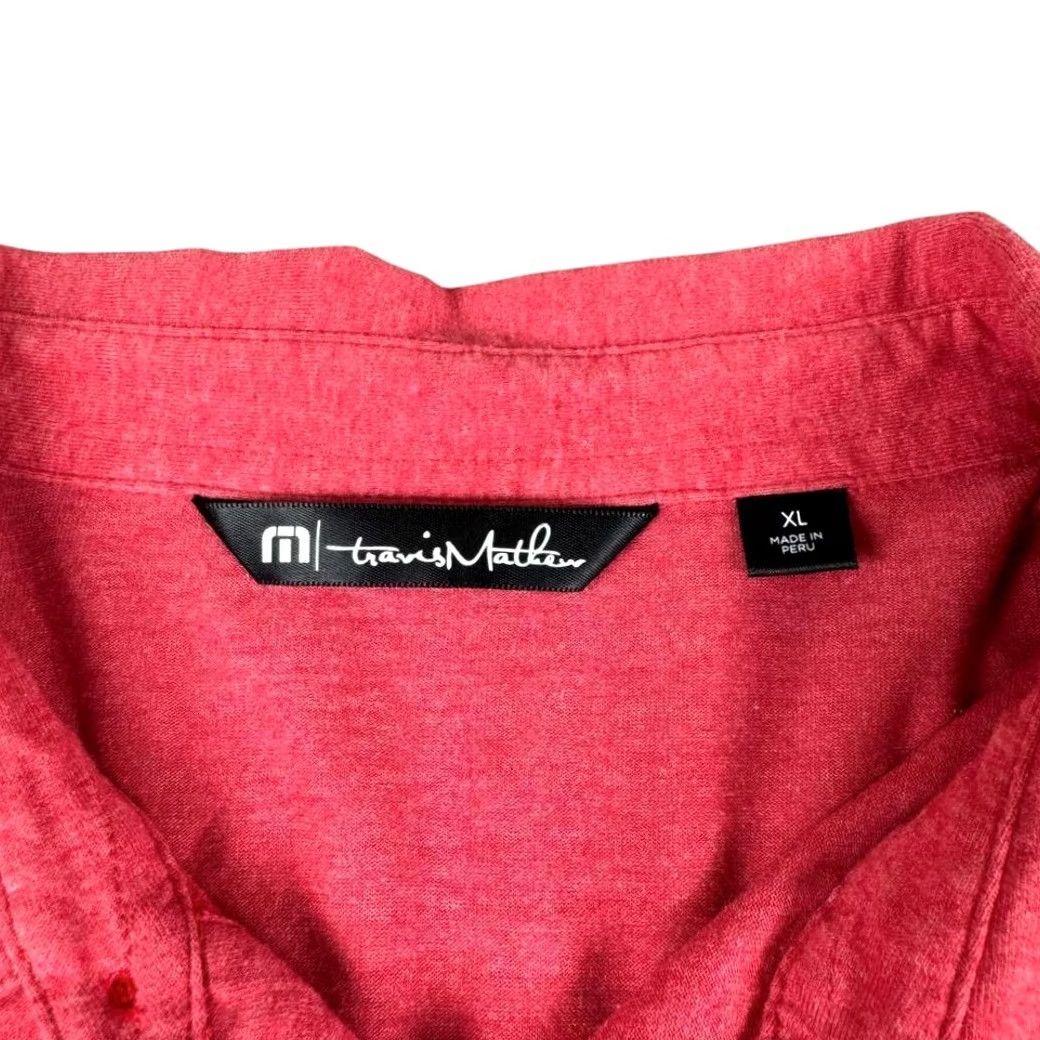 TravisMathew Travis Mathew Polo Shirt Men XL Pima Cotton Preppy Casual Golf Short Sleeve Red Solid Size US XL / EU 56 / 4 - 3 Thumbnail