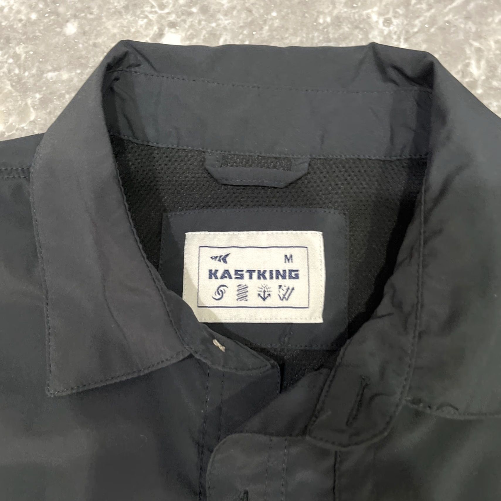 Last Kings KastKing Shirt Mens Medium Fishing Performance UPF 50 Breathable Quick Dry Short Sleeve Button-Up Collared Logo Embroidered Black Polyester Size US M / EU 48-50 / 2 - 3 Thumbnail