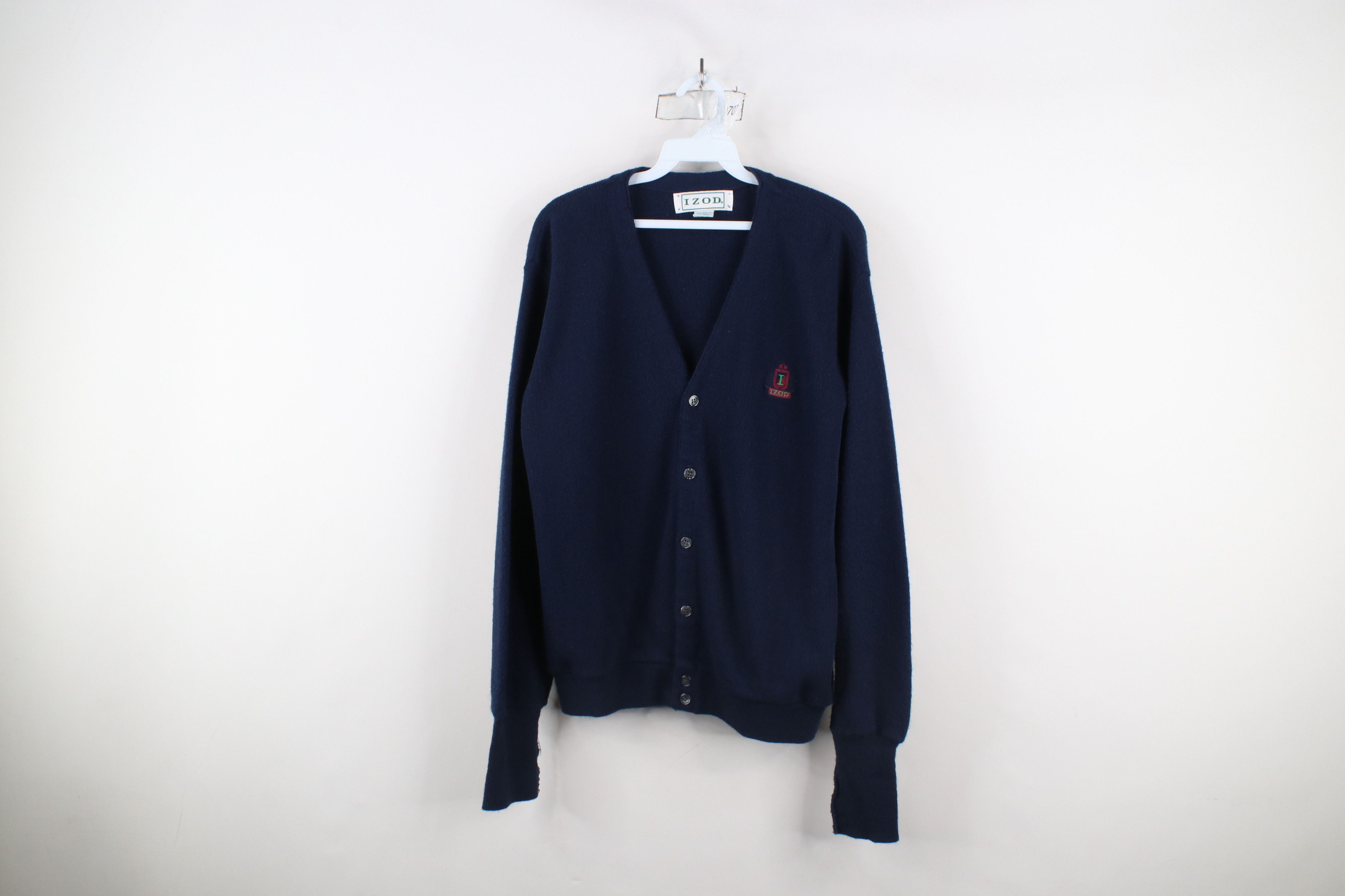 Izod × Vintage Vintage 80s 90s Izod Spell Cardigan Sweater Navy Blue USA Size US M / EU 48-50 / 2 - 1 Thumbnail